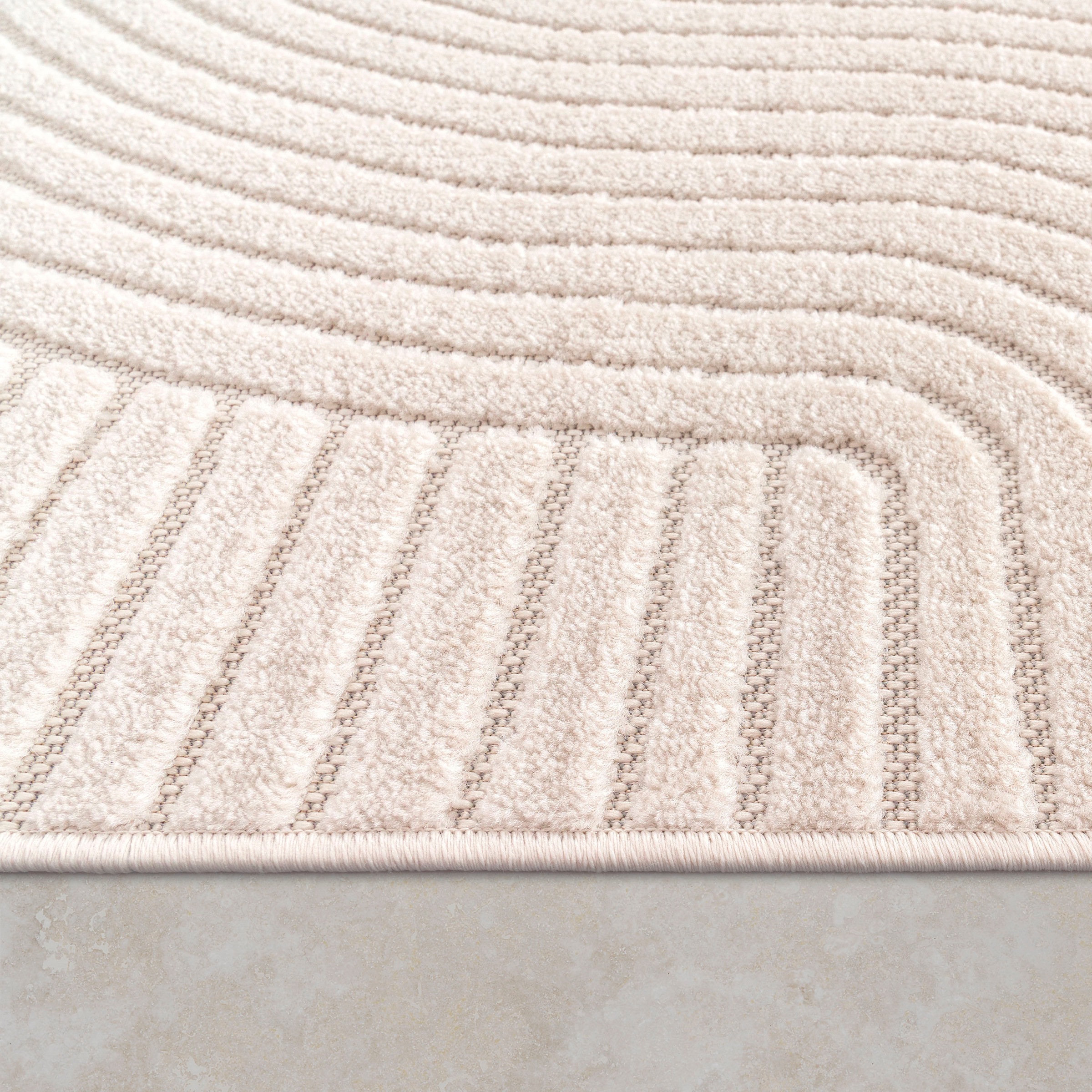 Teppich PACO HOME "Cotton 233", beige (creme), B:60cm H:10mm L:110cm, Polypropylen, Teppiche, Teppich, Kurzflor, Uni Farben, Hoch-Tief-Effekt, Scandi-Look, Outdoor geeignet 3