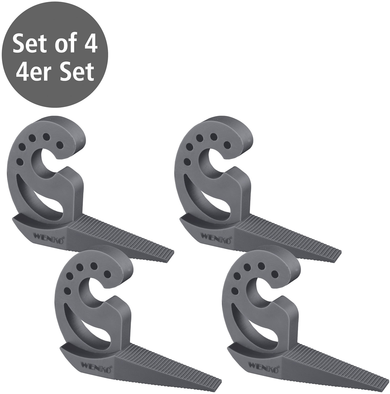 WENKO Fensterstopper »Modell Multi-STOP® Anthrazit«, (Set, 4 St.), Klemmschutz, Türstopper aus Kunststoff