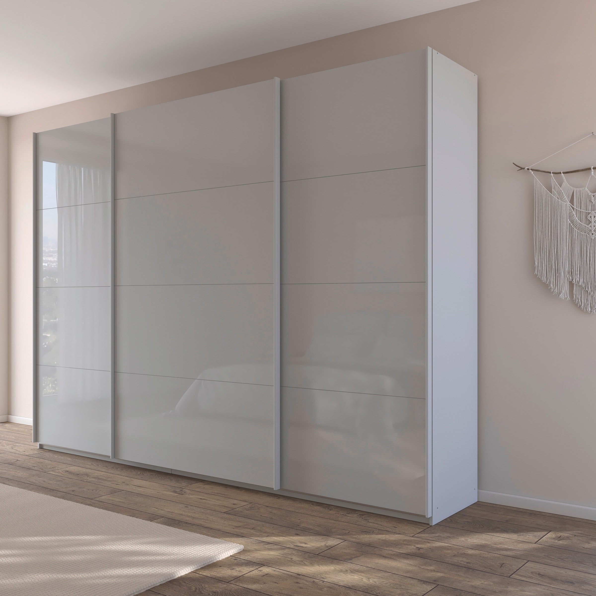 rauch Schwebetürenschrank »Kleiderschrank Schrank Garderobe AGORDO mit Glasfront«, durchdachte Innenausstattung, in 4 Breiten und 2 Höhen MADE IN GERMANY