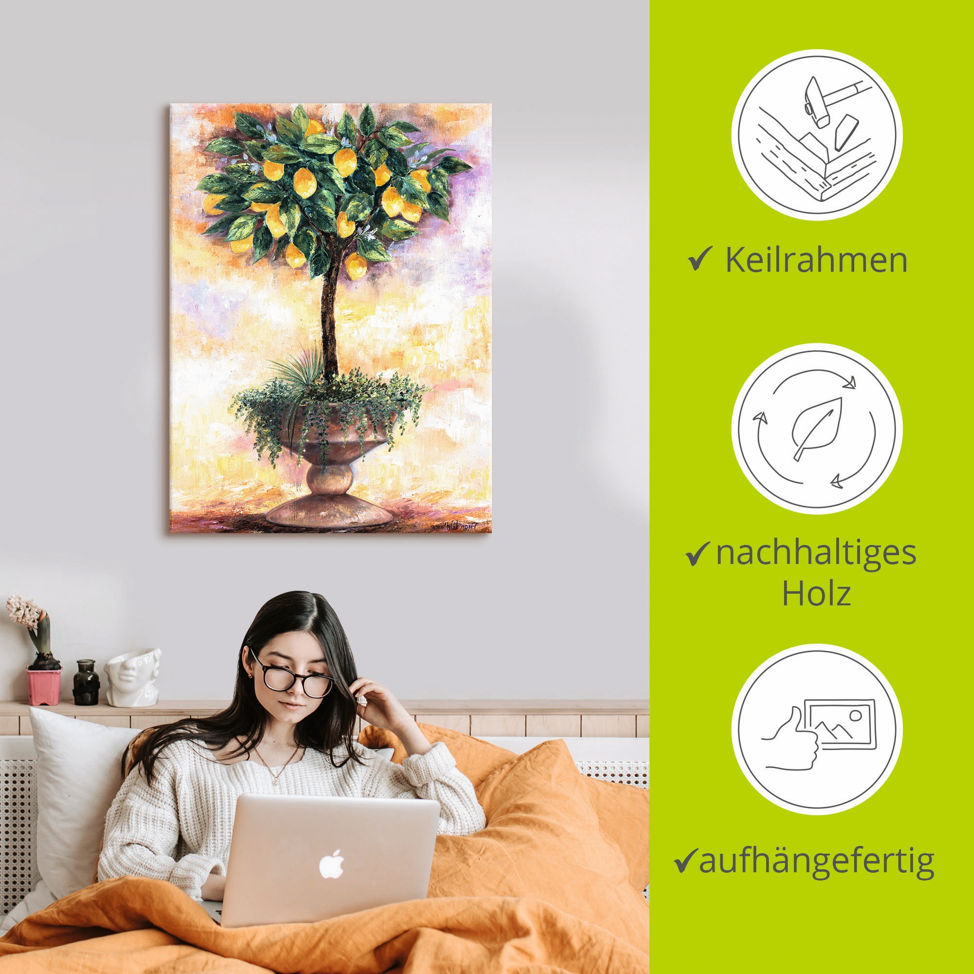 Artland Wandbild »Zitronenbaum«, Bäume, (1 St.), als Leinwandbild, Poster in verschied. Größen