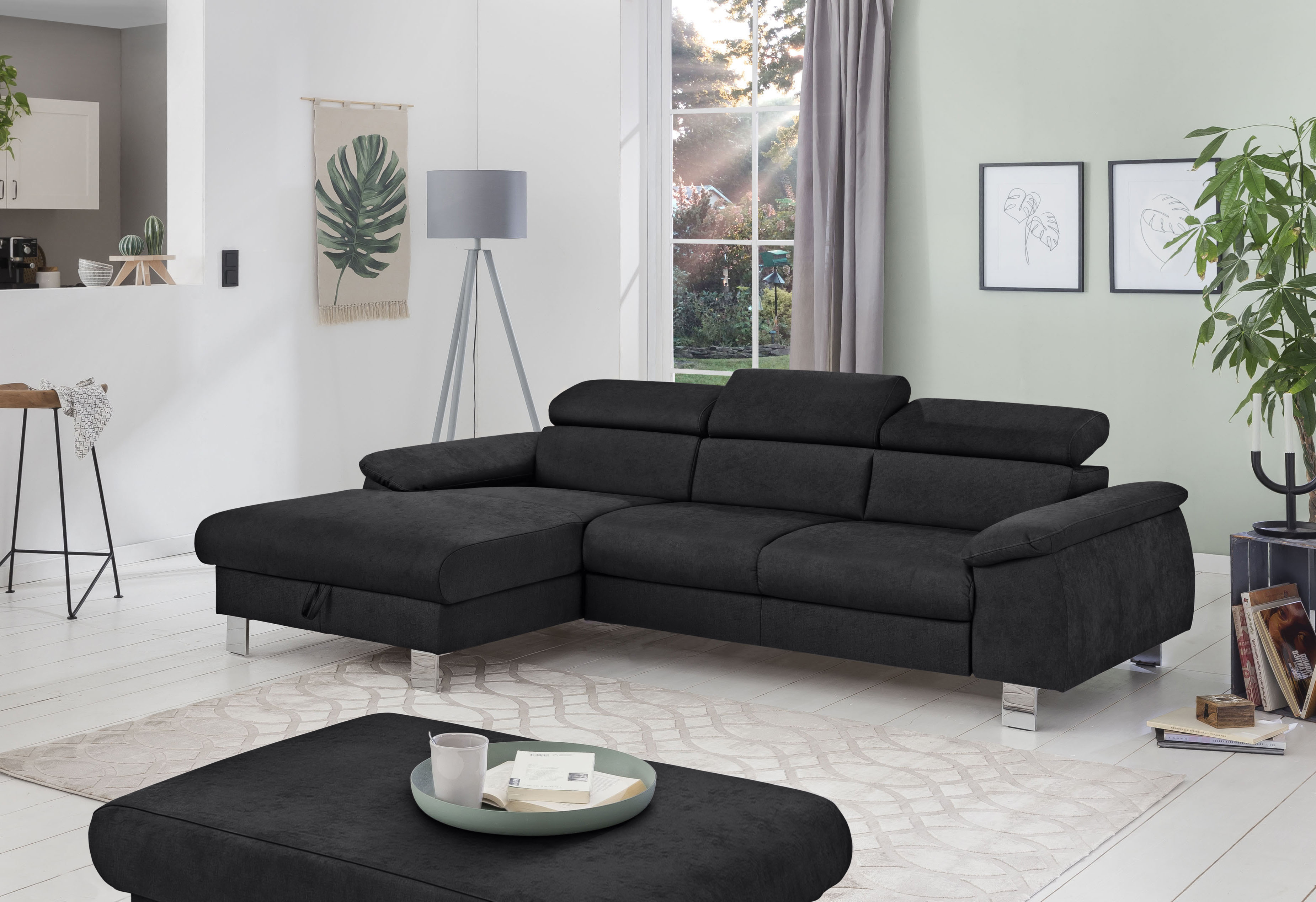 COTTA Ecksofa "Komaris L-Form, B: 244 cm" mit Kopfteilverstellung, optional Schlaffunktion, Bettkasten & Licht