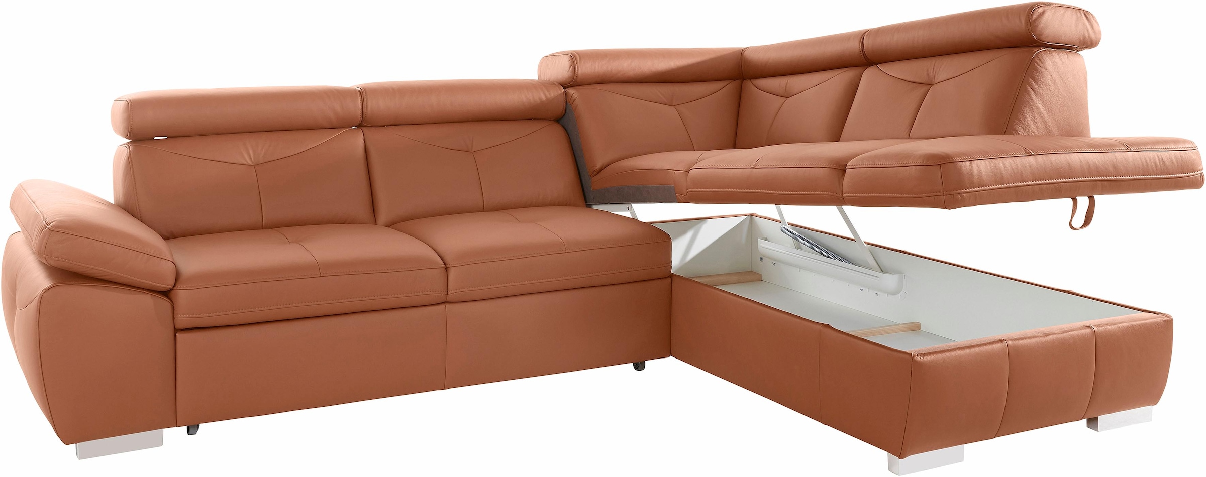 exxpo - sofa fashion Ecksofa »Spring, super bequem und komfortabel mit Armteil- und Kopfteilfunktion«, wahlweise mit Bettfunktion und Bettkasten, L-Form
