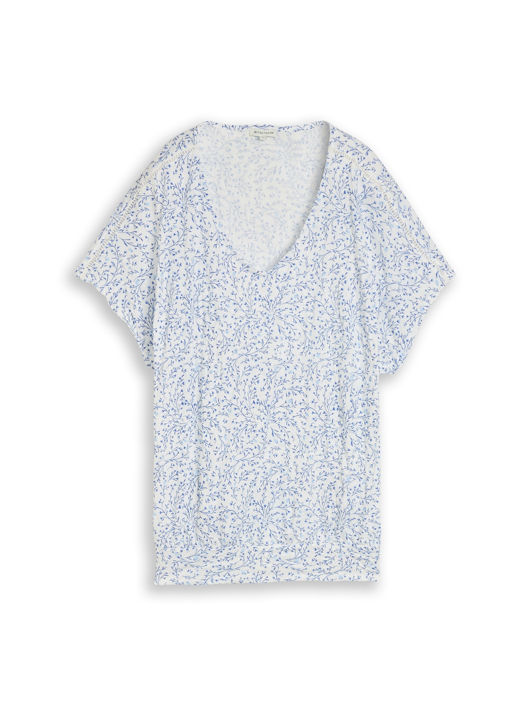 TOM TAILOR Kurzarmshirt Sommershirt mit Allover-Muster und V-Ausschnitt