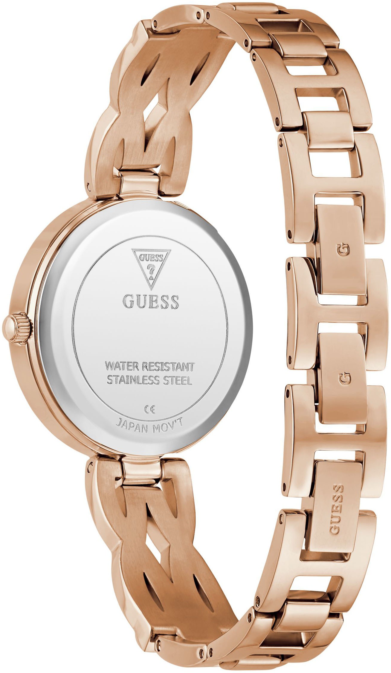 Guess Quarzuhr »CORAL«, Armbanduhr, Damenuhr, Edelstahlarmband