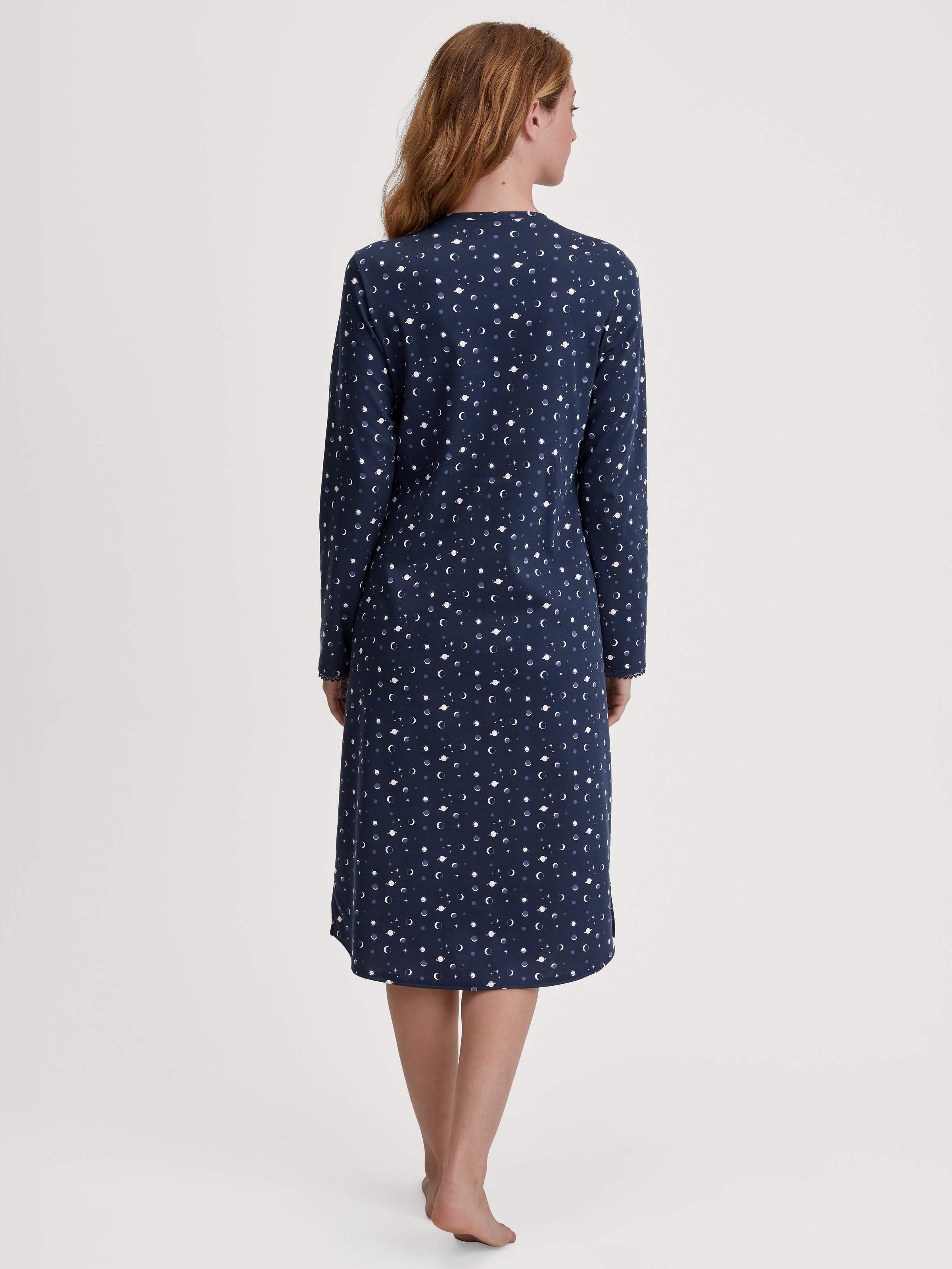 Thumbnail - CALIDA Nachthemd "Flower Nights" bequem, Pure Cotton, Langarm, Knopfleiste, Rundhals-Ausschnitt