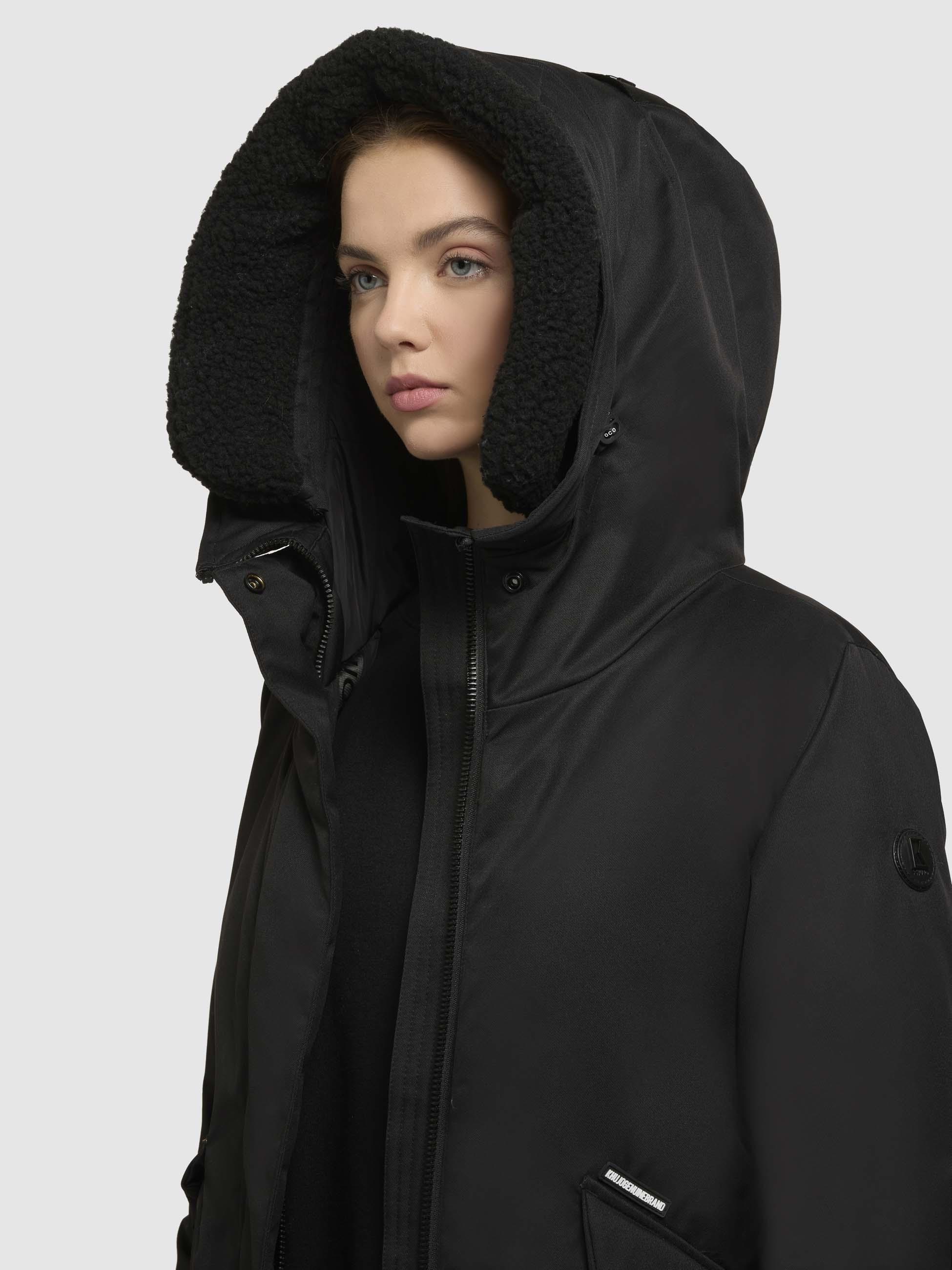 khujo Wintermantel »Agneta-YM« Langer Damen Mantel mit weichem Teddyfleece an der Kapuze