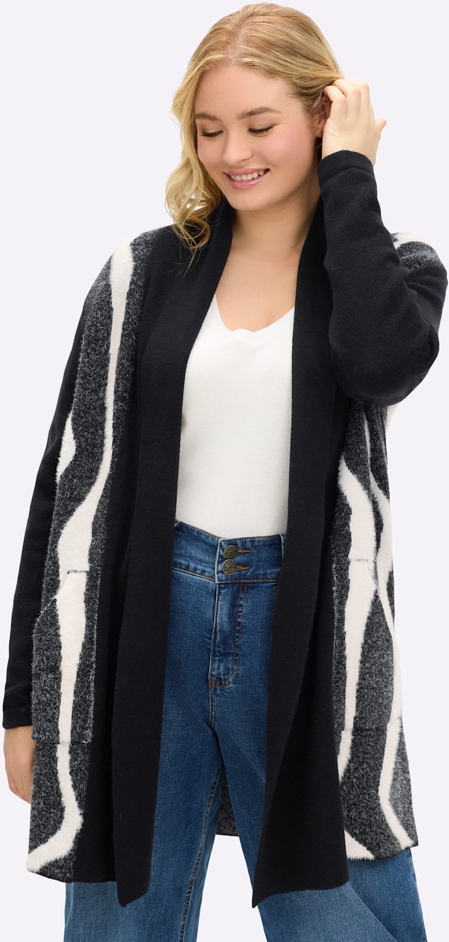 Sheego Jacquardstrickjacke günstig online kaufen