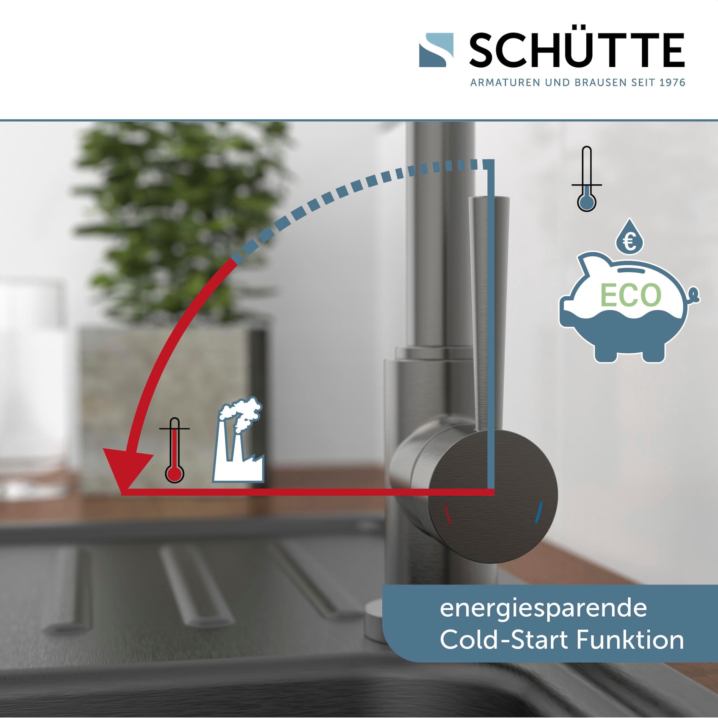 Schütte Spültischarmatur »CORNWALL«, energiesparender Cold-Start, 360° schwenkbare Mischbatterie, Hochdruck