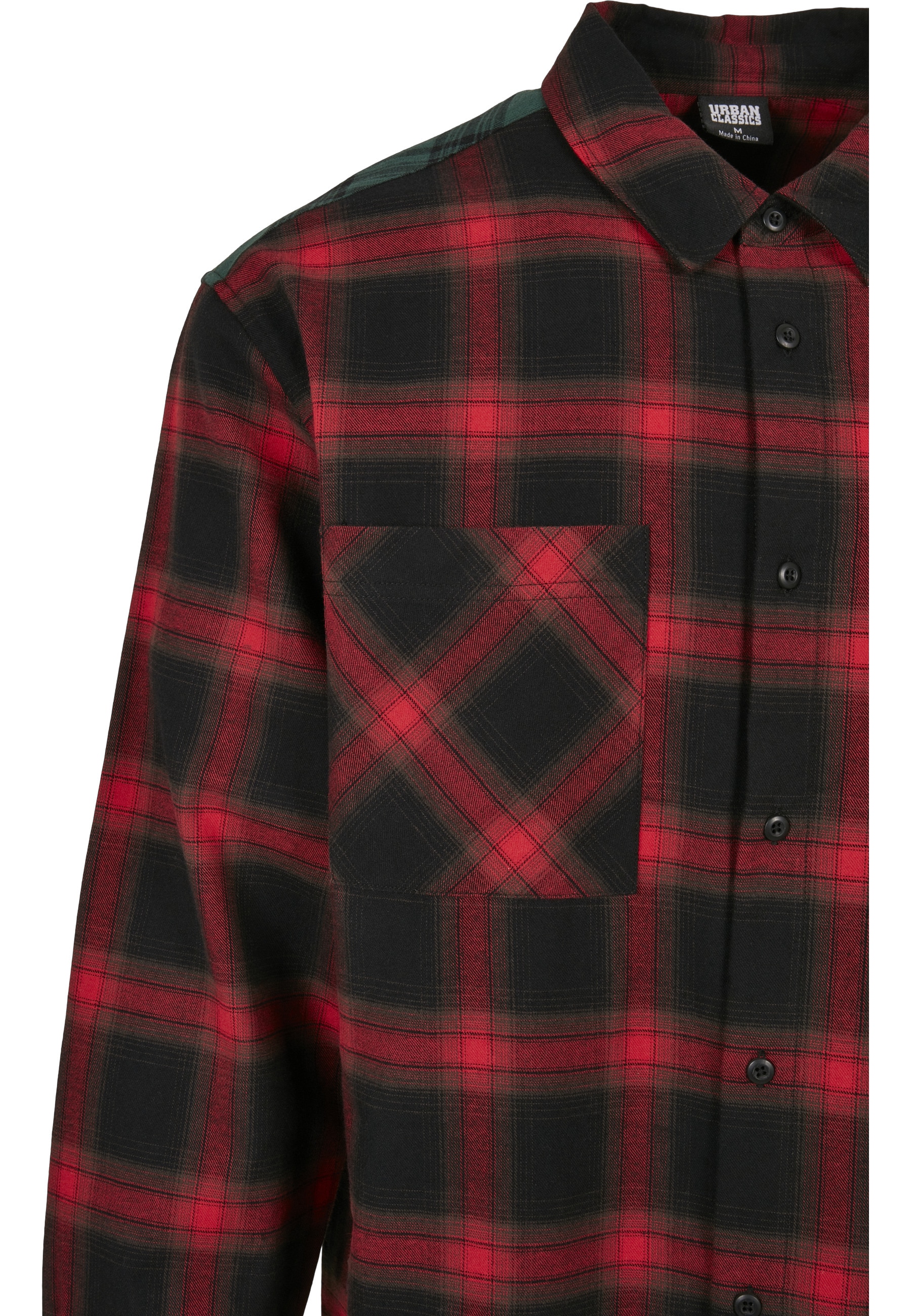 URBAN CLASSICS Langarm-Poloshirt »Urban Classics Herren Oversized Mix Check Shirt« 1 Stk.