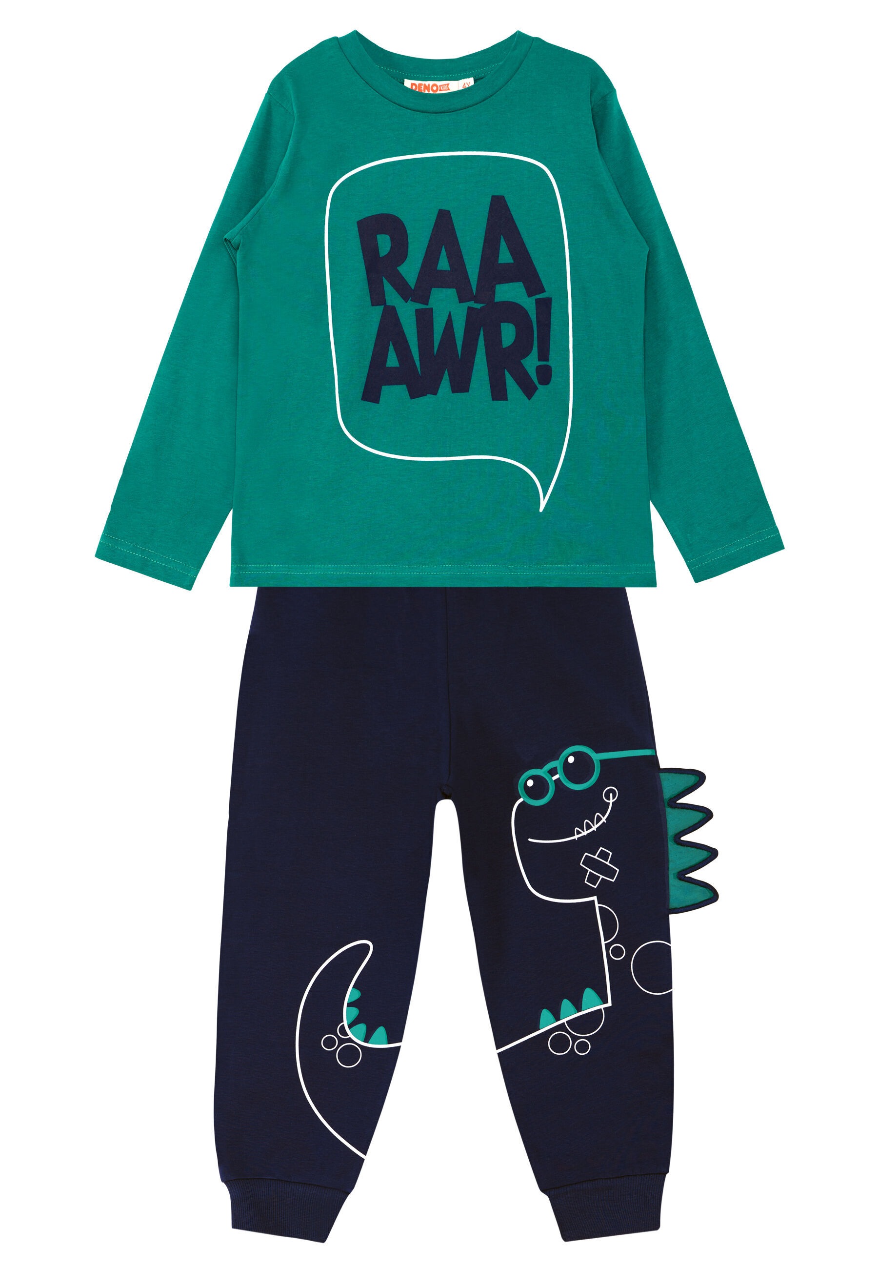 Denokids Hausanzug »Dino Spikes«, (2 tlg.), mit süßem Dinosaurier-Print