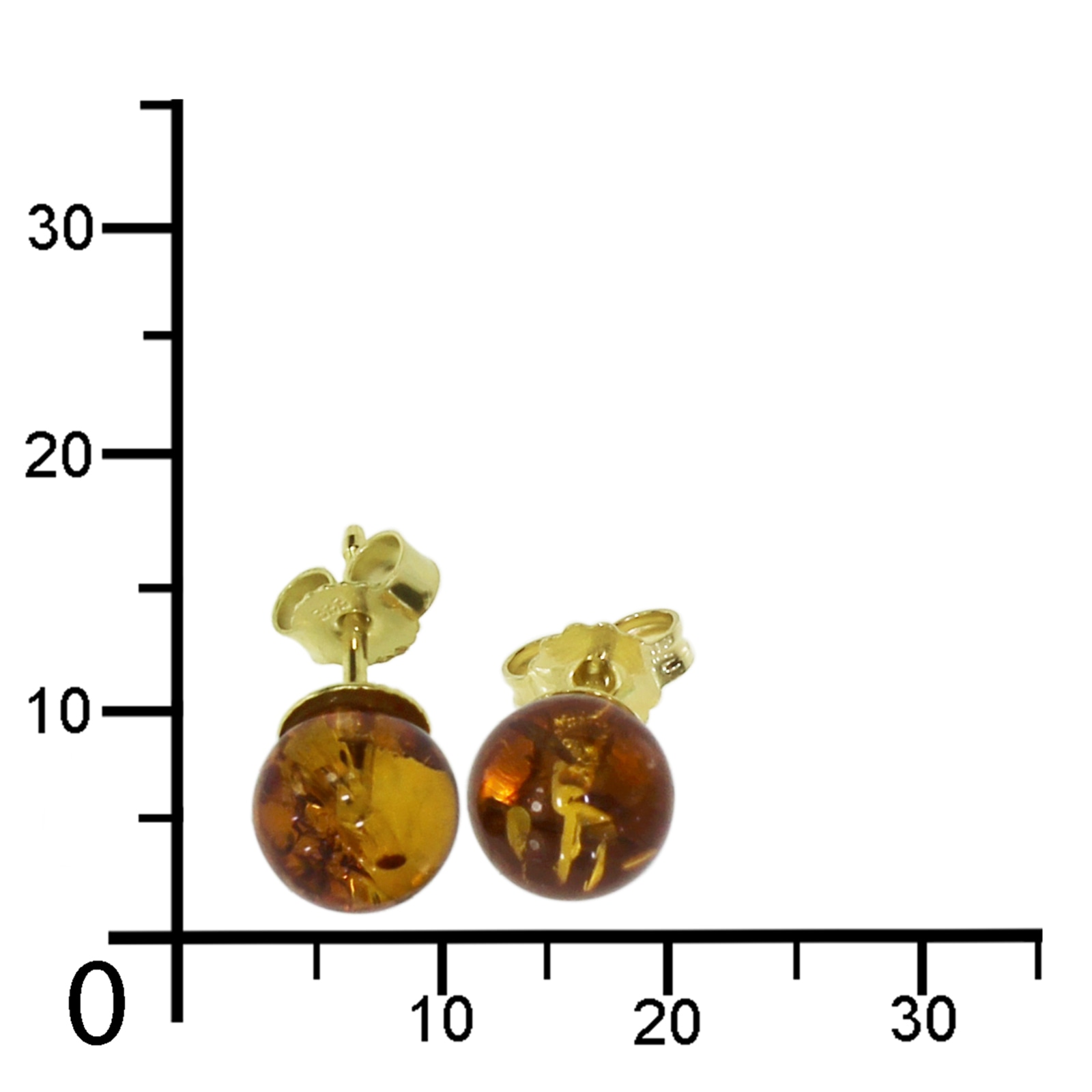 OSTSEE-SCHMUCK Paar Ohrstecker »- Kugel 8 mm - Gold 333/000 - Bernstein«