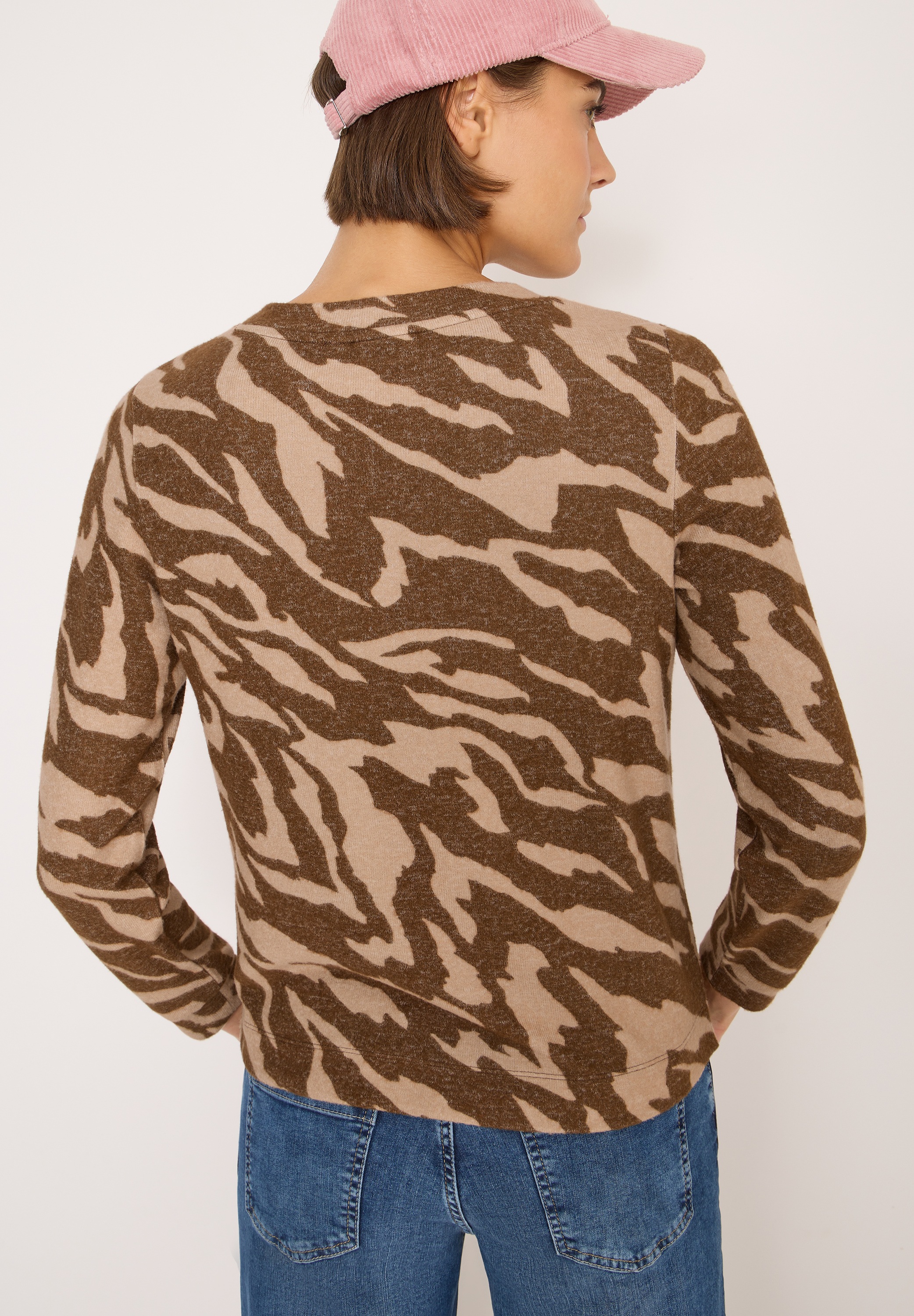 Cecil Sweater, mit Animal-Print und in Melange-Optik günstig online kaufen
