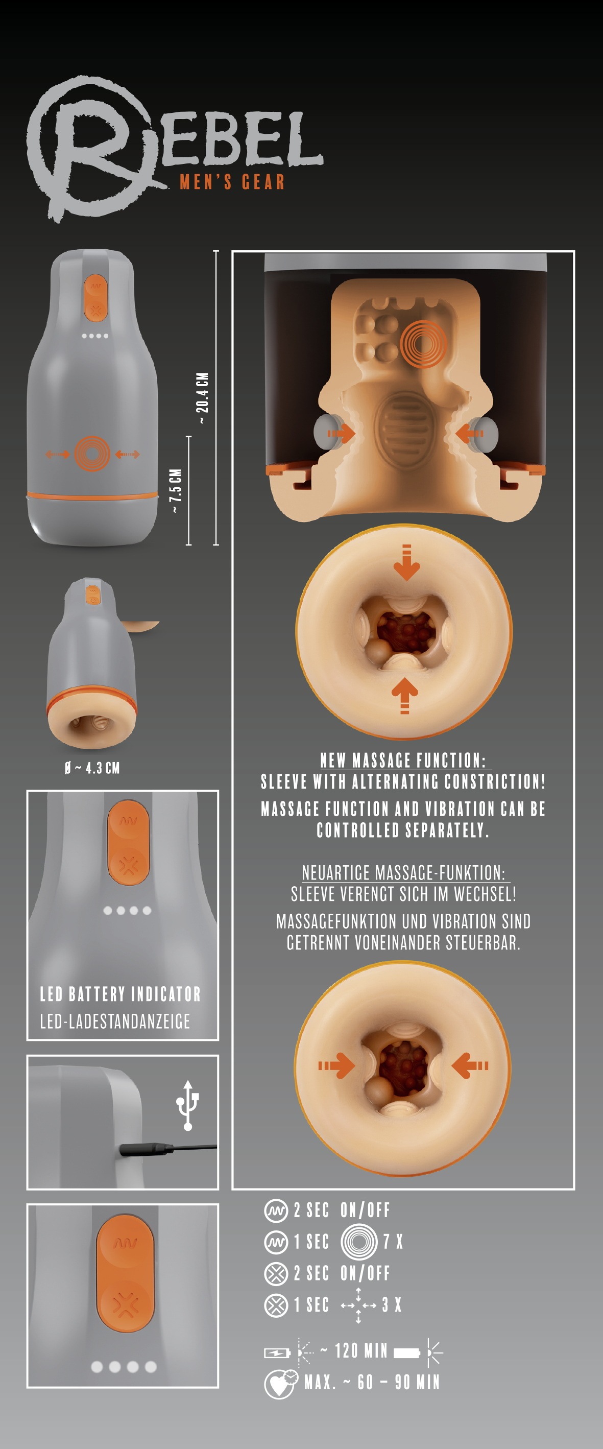 REBEL Masturbator »Masturbator Glans Masturbator with 2 Functions«