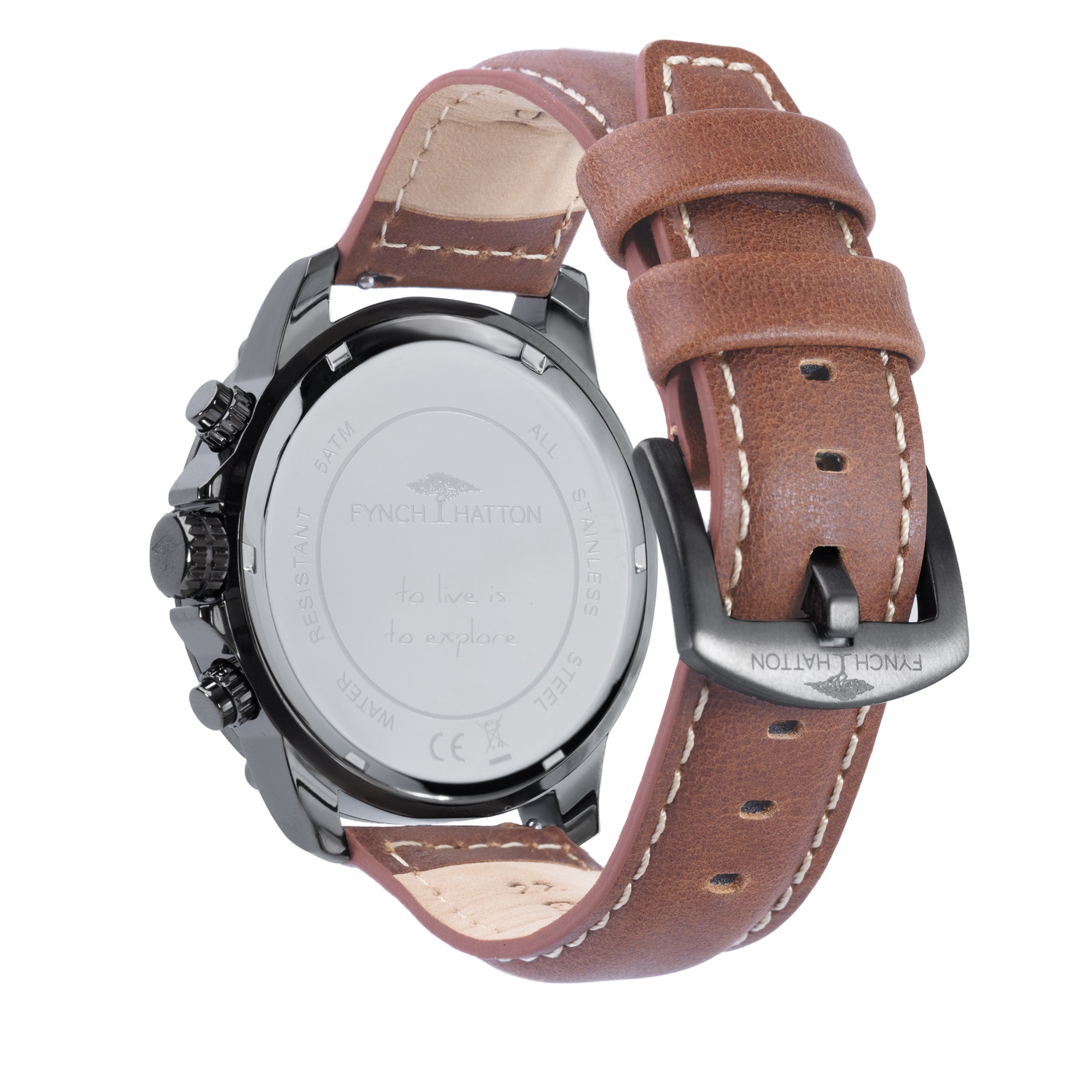 FYNCH-HATTON Chronograph Quarzuhr, Armbanduhr, Herrenuhr, Lederarmband, analog, Tag