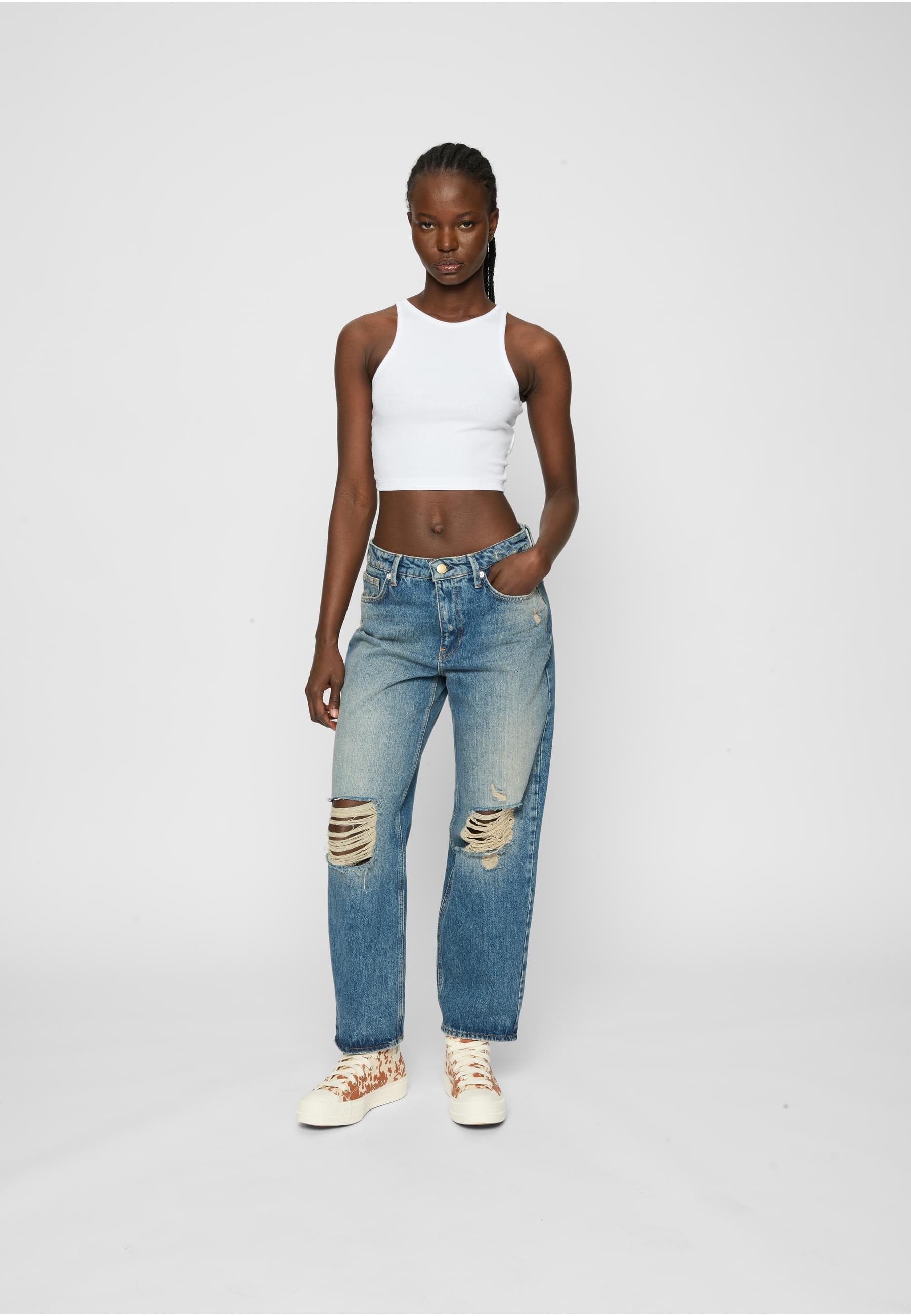URBAN CLASSICS Muskelshirt "Urban Classics Ladies Organic Cropped Rib Top 2 günstig online kaufen