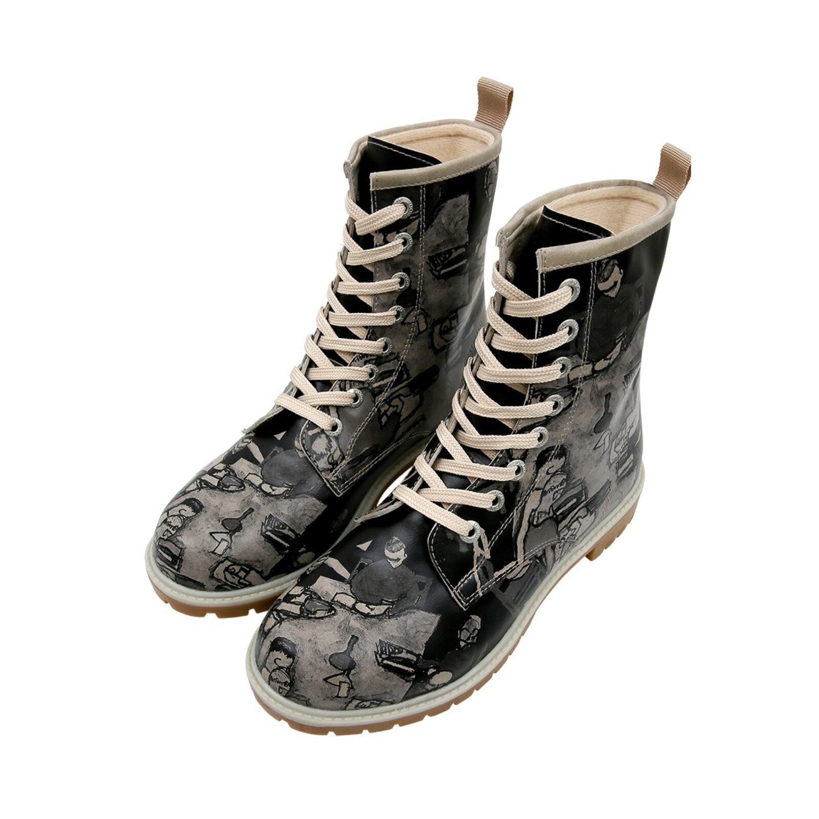 DOGO Schnürboots »Longe Boots Schnürstiefel Supper Blackwhite Damen Stiefeletten«, Handgefertigt