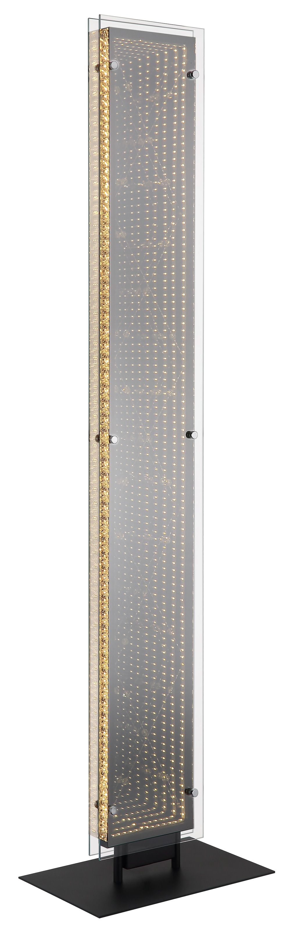 GLOBO LIGHTING Stehlampe »MIRRORA« LED-Modul 1 Stk. Stehleuchte Schwarz, 3D-Effekt, Kristalle, dimmbar, LED 45W