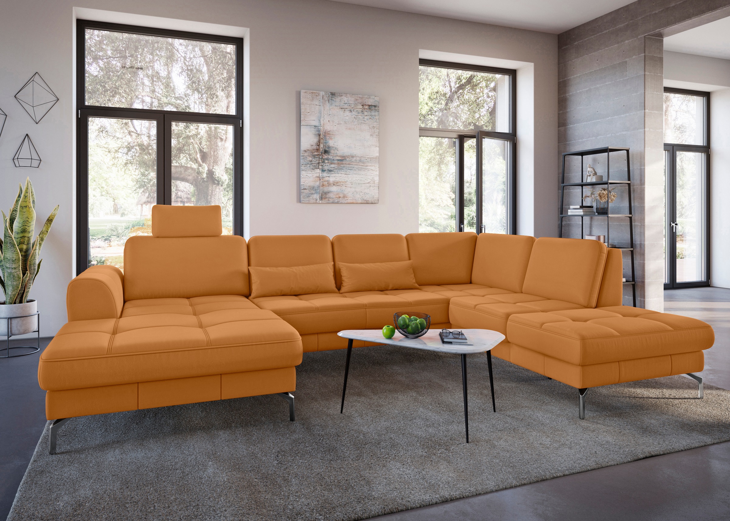 sit&more Wohnlandschaft »Bendigo U-Form«, inklusive Sitztiefenverstellung, Bodenfreiheit 15 cm, in 2 Fußfarben