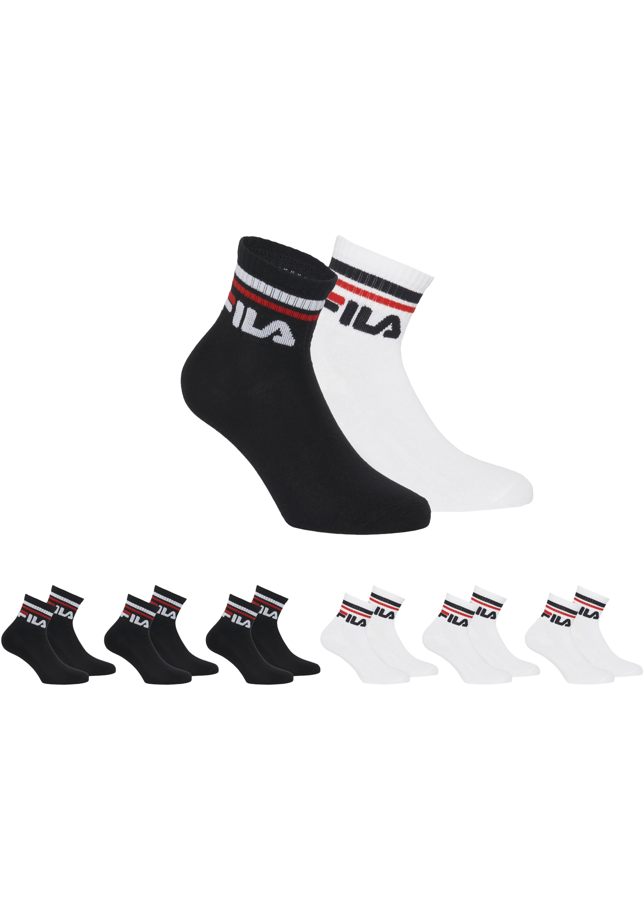 Fila Sportsocken "UNISEX QUARTER PLAIN SOCKS" 6 Stk. tlg. mit Logo-Schriftz günstig online kaufen