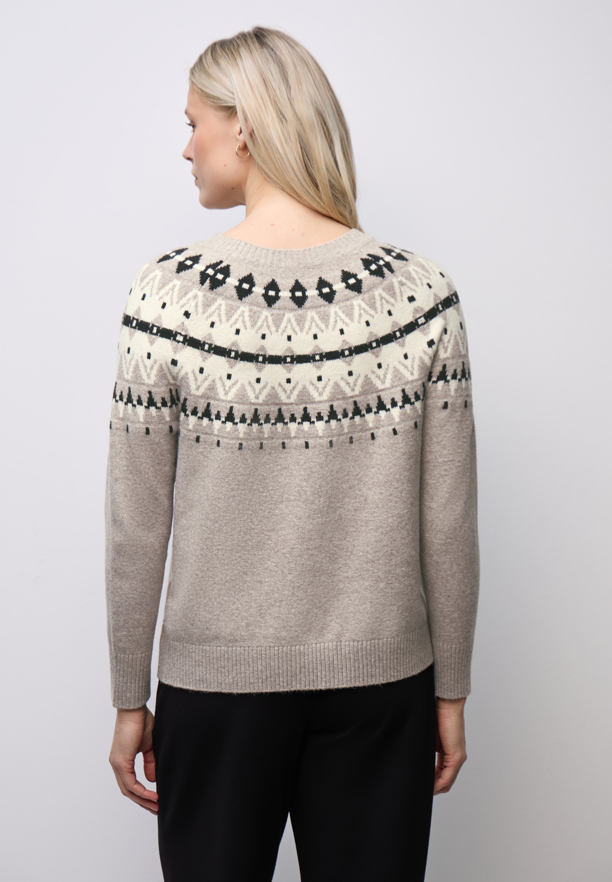 STREET ONE Rundhalspullover aus elastischem Materialmix