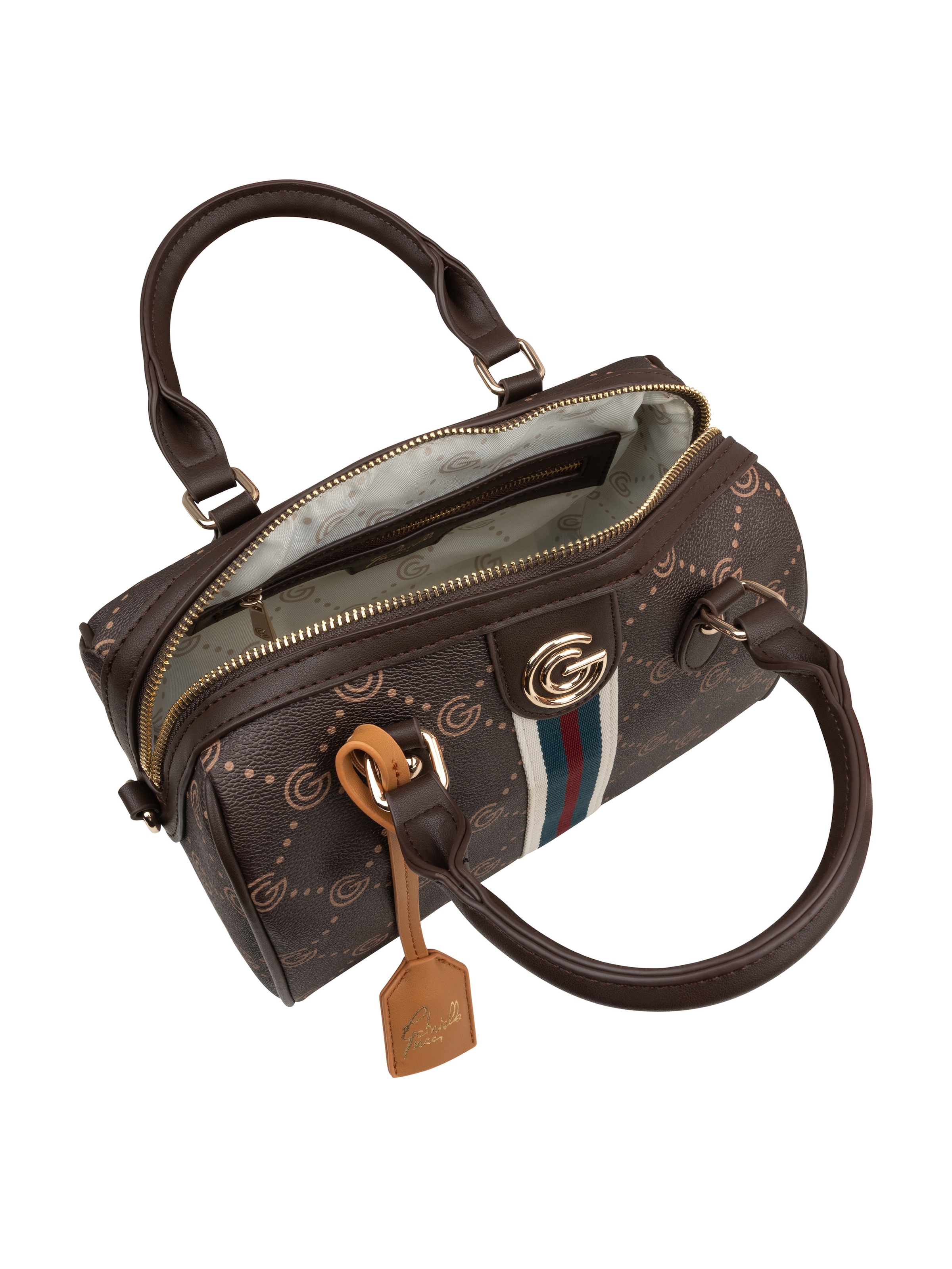 GABRIELLA G By Gabriella Gucci Umhängetasche »KATIA« Damen Handtasche, Schultertasche mit Kontrastbesatz und Logodrucken