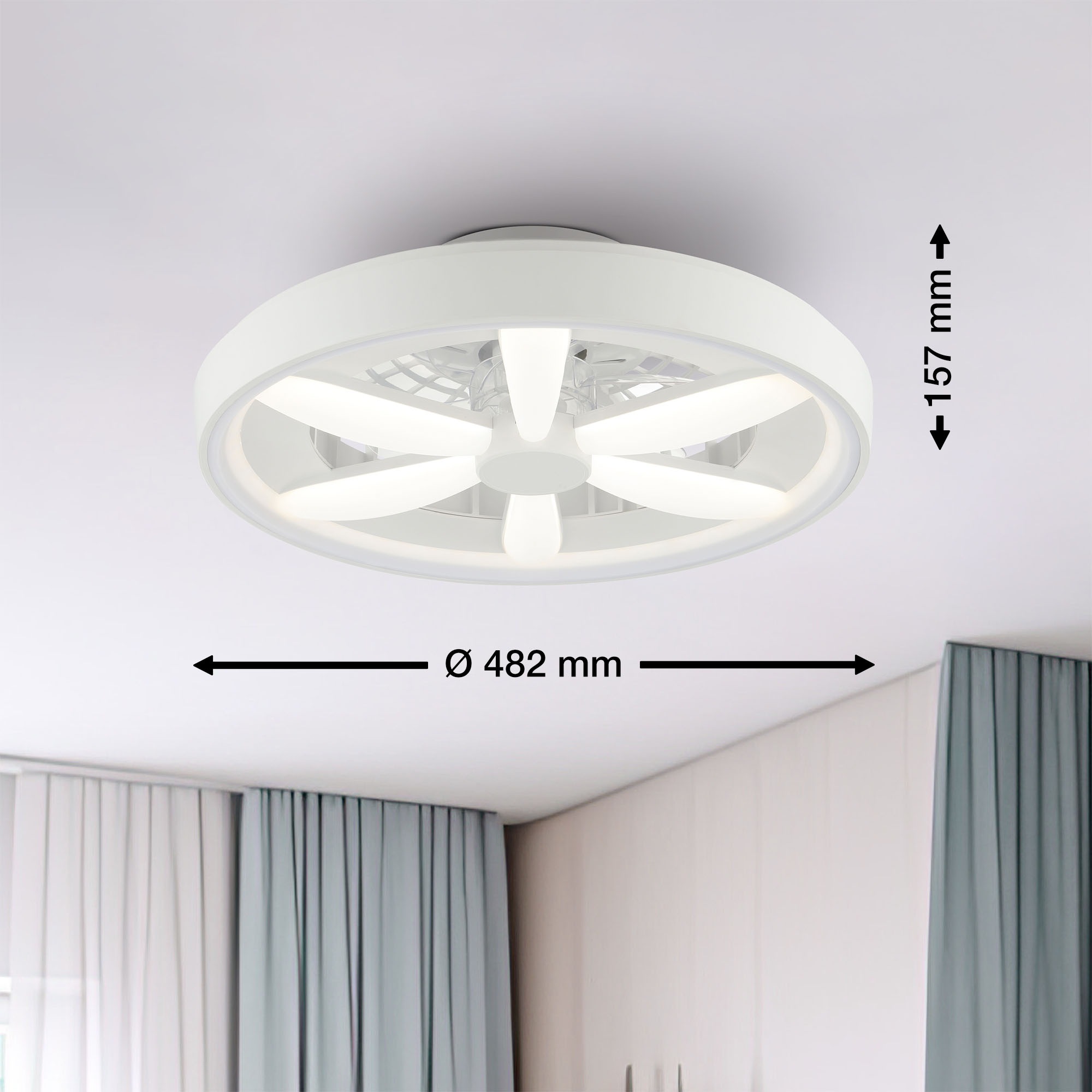 Hanseatic LED Deckenleuchte »DLV2205«, 1 flammig, Leuchtmittel LED-Modul | LED fest integriert, LED Ventilator, Ø 48 cm, 6400 lm, dimmbar, Fernbedienung