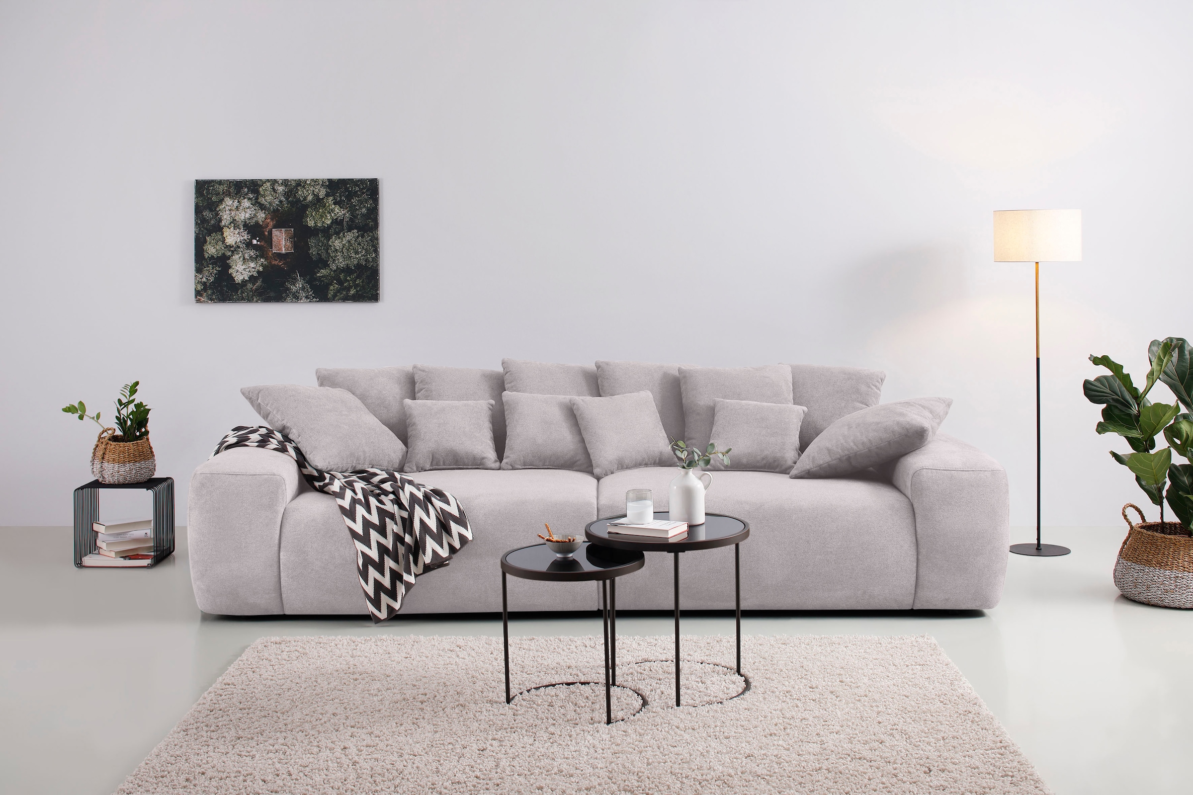 Big-Sofa »Glamour«, Boxspringfederung, Breite 302 cm, Lounge Sofa mit vielen losen Kissen