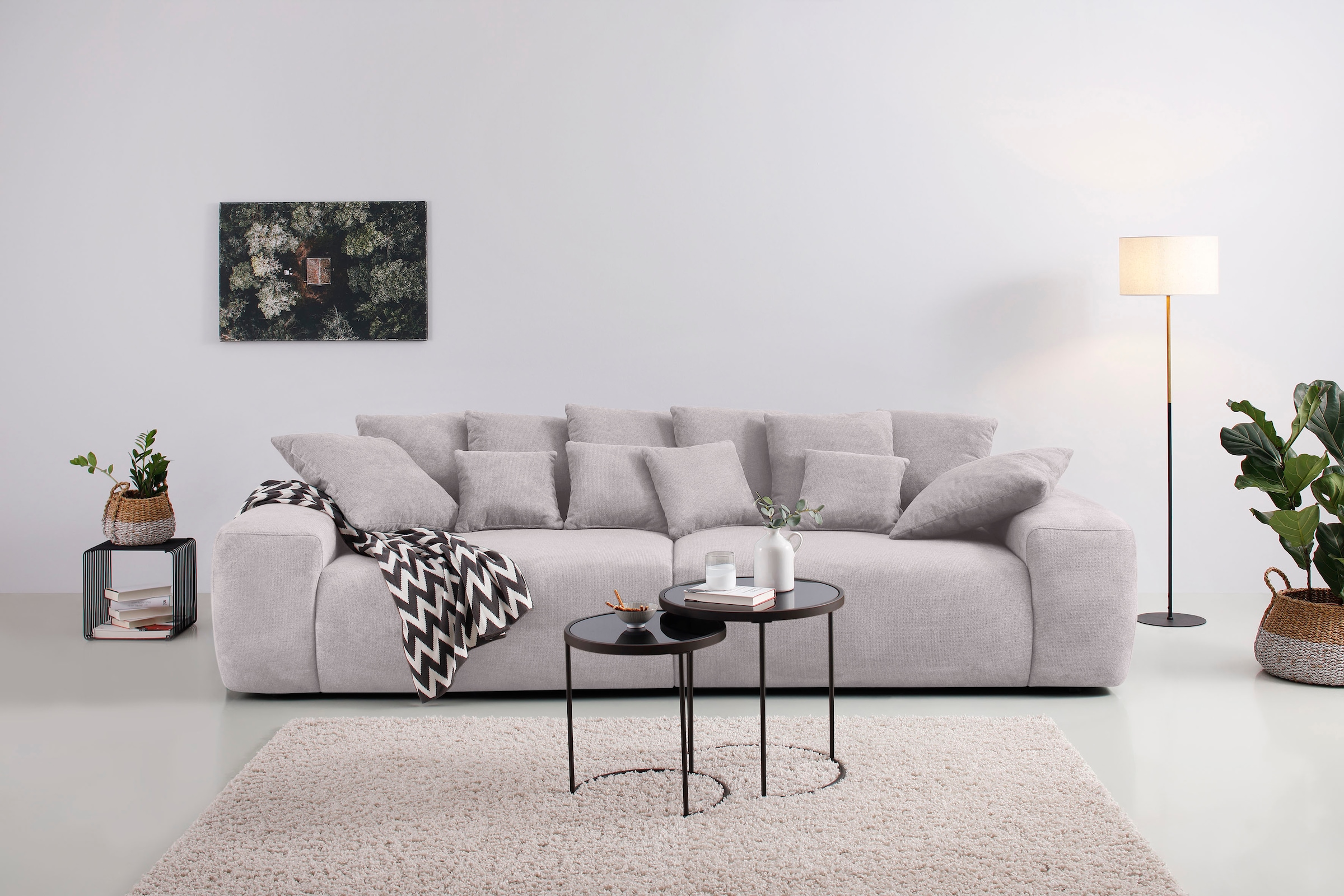 Home affaire Big-Sofa "Sundance", Boxspringfederung, Breite 302 cm, Lounge Sofa mit vielen losen Kissen