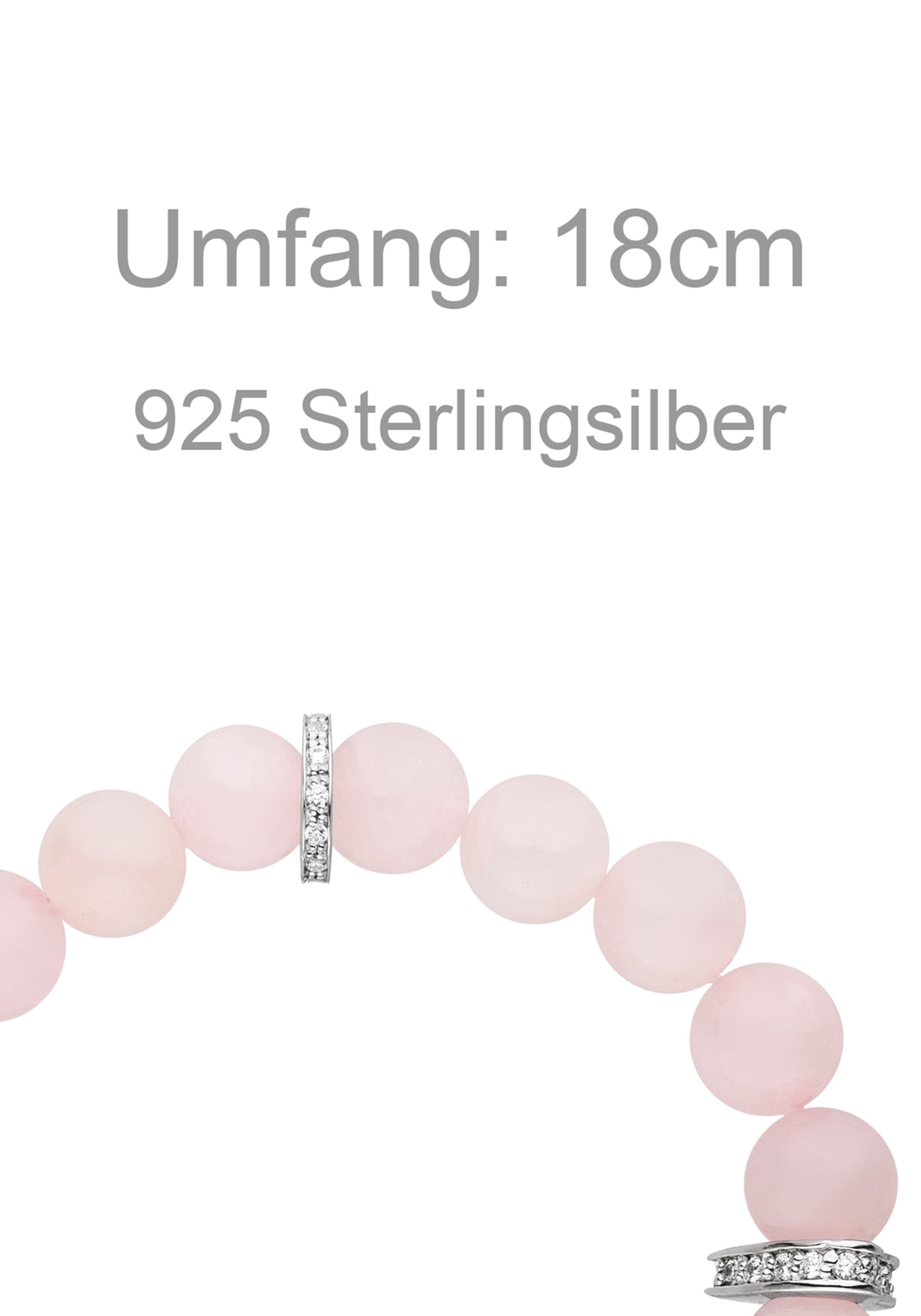 JOBO Armband »Rosenquarz 18 cm« mit Stern aus 925 Silber mit Zirkonia