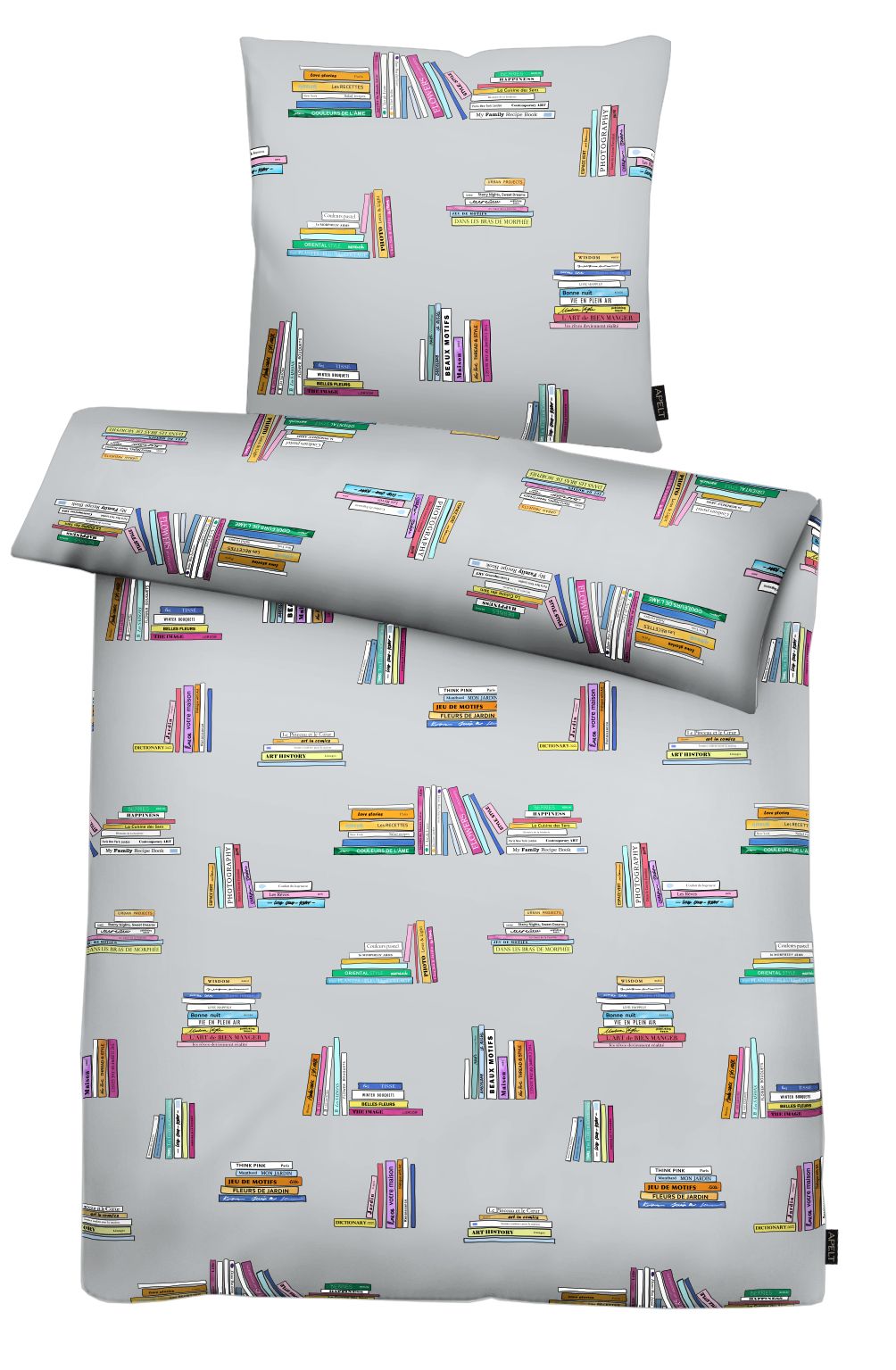 APELT Bettwäsche "Books" 2 tlg. Bettwäsche-Set mit Reißverschluss, Baumwoll-Satin, Digitaldruck