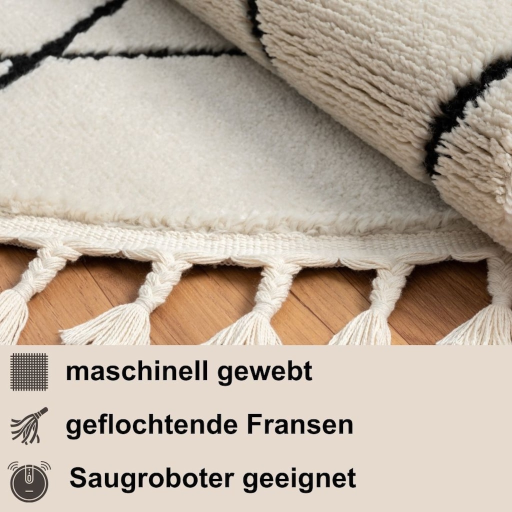 Myflair Möbel & Accessoires Hochflor-Teppich »Moroccan Diamond«, rund