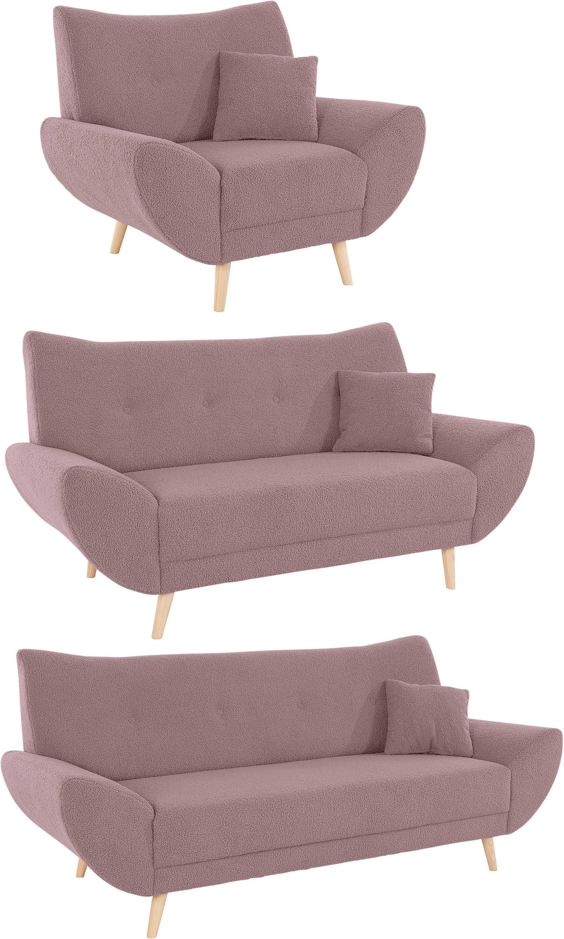 Thumbnail - Home affaire Polstergarnitur "Basta" 3 Stk. tlg. Komfortable Wellenunterfederung