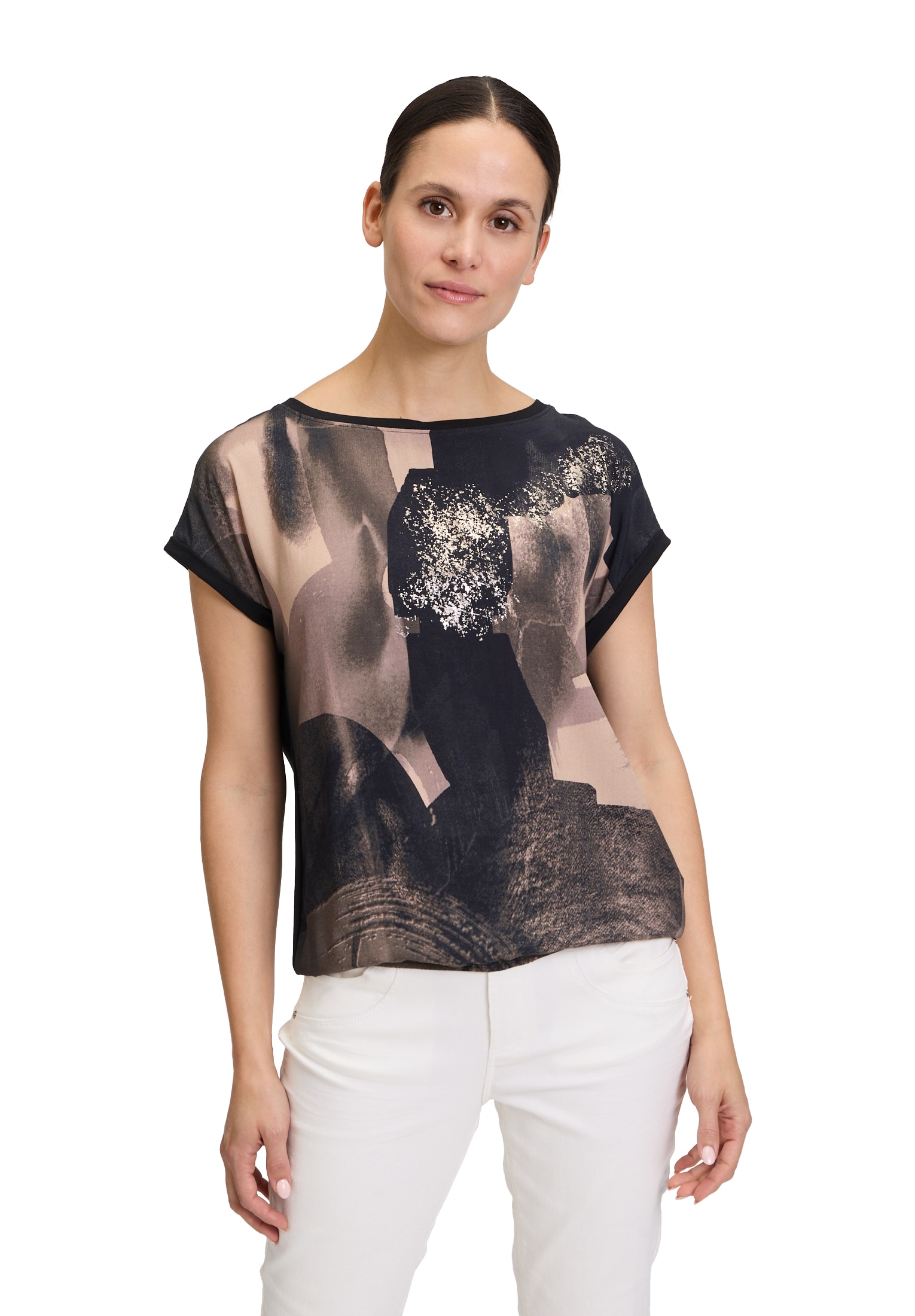 Betty&Co Kurzarmshirt "Betty & Co Casual-Shirt mit Print", Materialmix günstig online kaufen