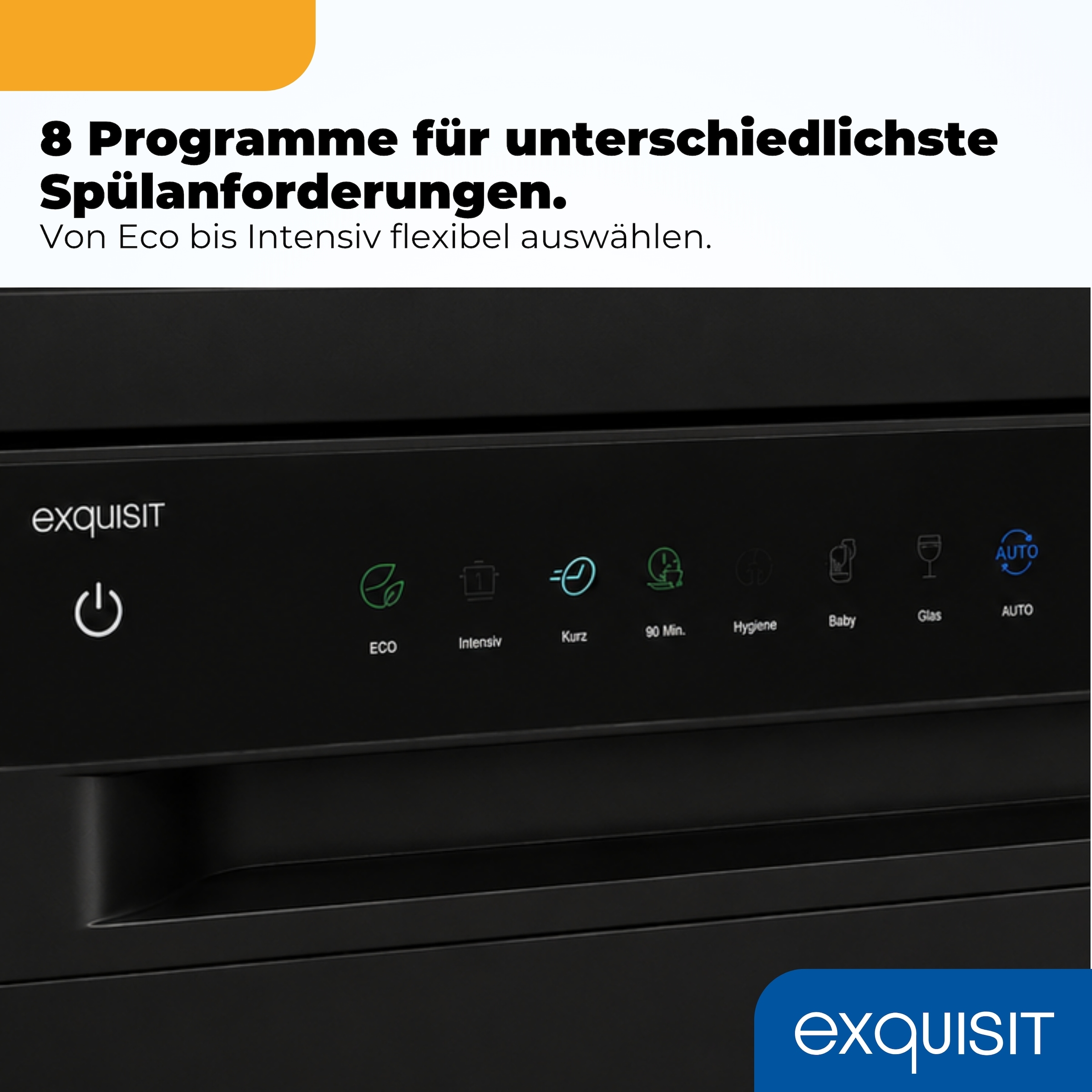 exquisit Standgeschirrspüler 9316 »GSP9316-450C schwarz« 10,9 l 16 tlg. Maßgedecke 16 Maßgedecke, LED, Besteckschublade, Auto Door Open, AquaStop