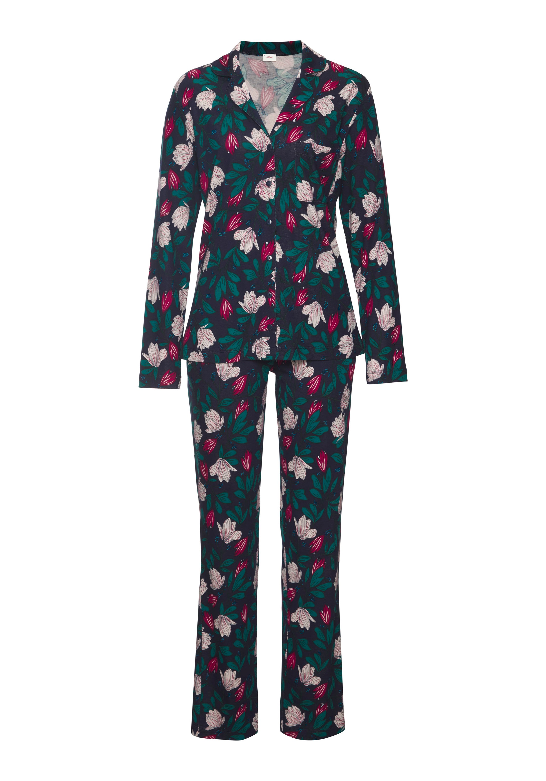 s.Oliver Pyjama, (Set, 2 tlg.), im klassischen Stil günstig online kaufen