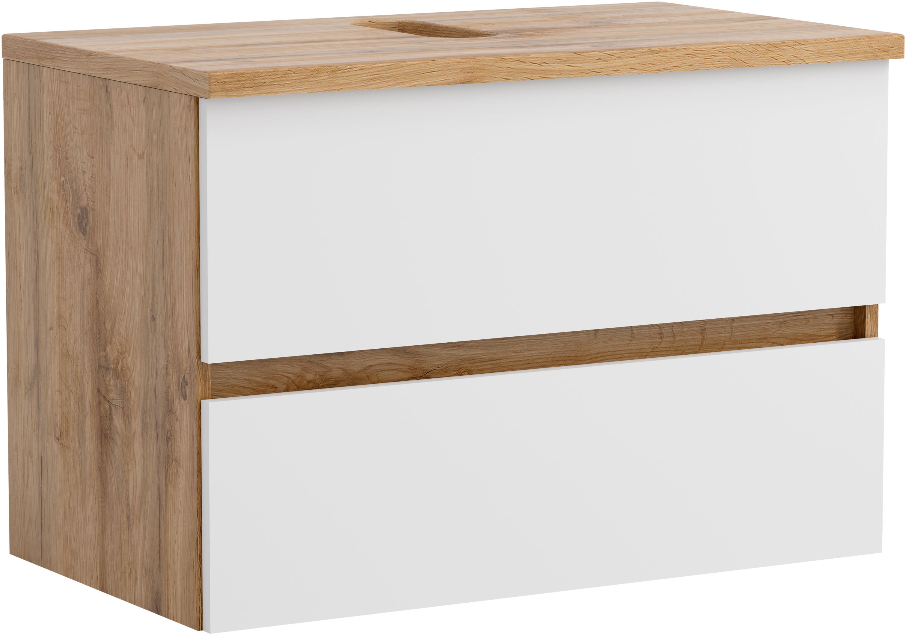 OTTO home "BOZEN, Aufsatz-Waschtisch mit Keramkbecken" Aufsatz-Keramkibecken, grifflose Front