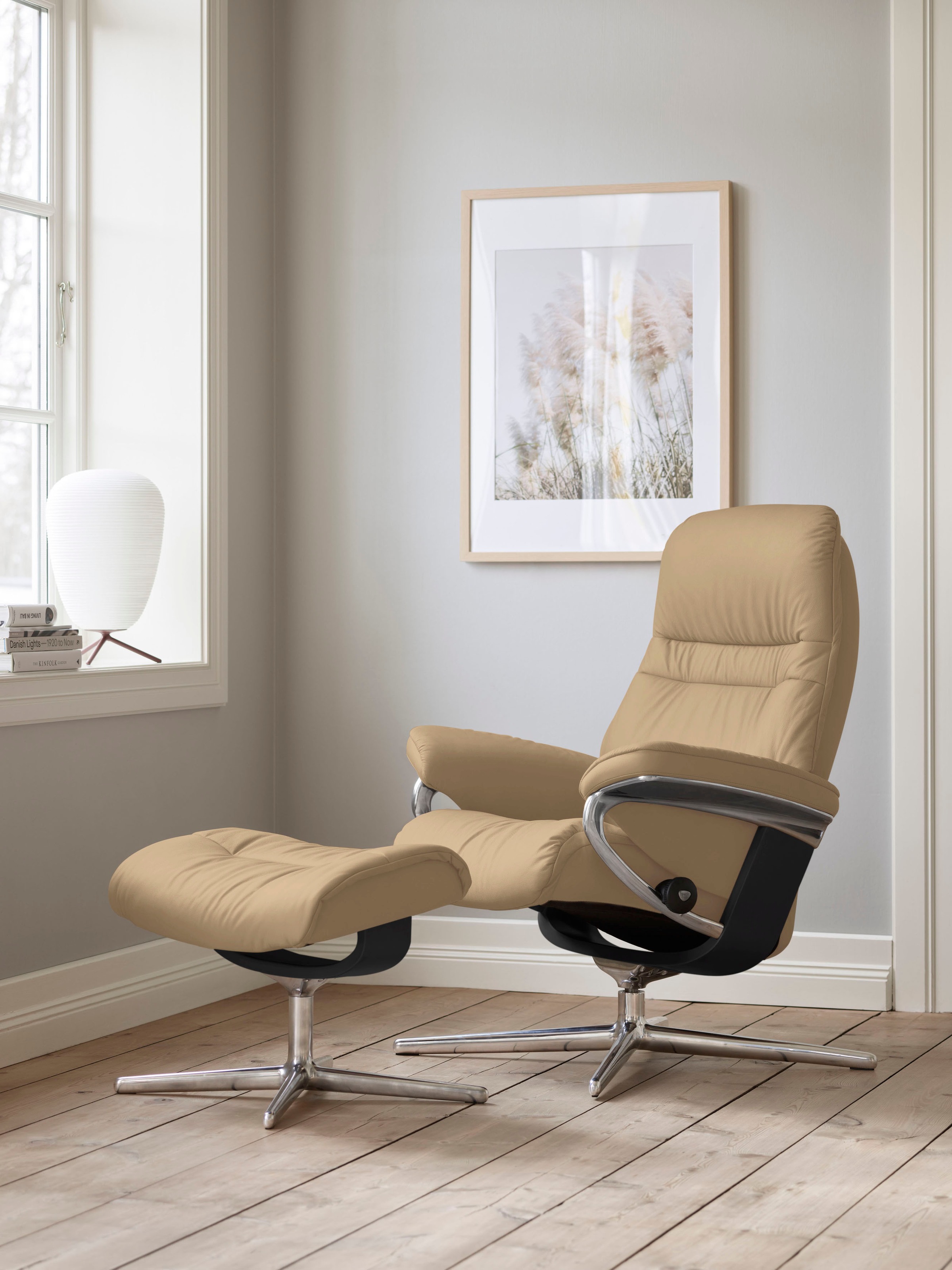 Stressless Fußhocker "Sunrise", mit Cross Base, Größe S, M & L, Holzakzent Schwarz