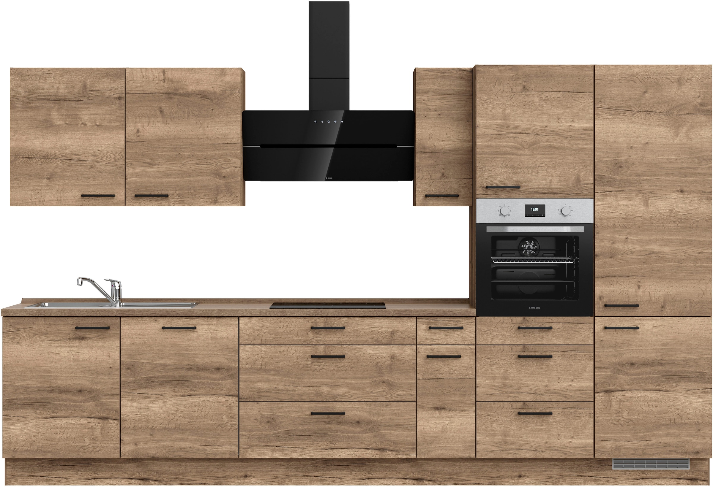 nobilia Küchenzeile ""Structura II", NEU: individuell anpassbar mit gratis Profi-Beratung" vormontiert, Breite 360 cm, Ausrichtung wählbar, wahlw. mit E-Geräten