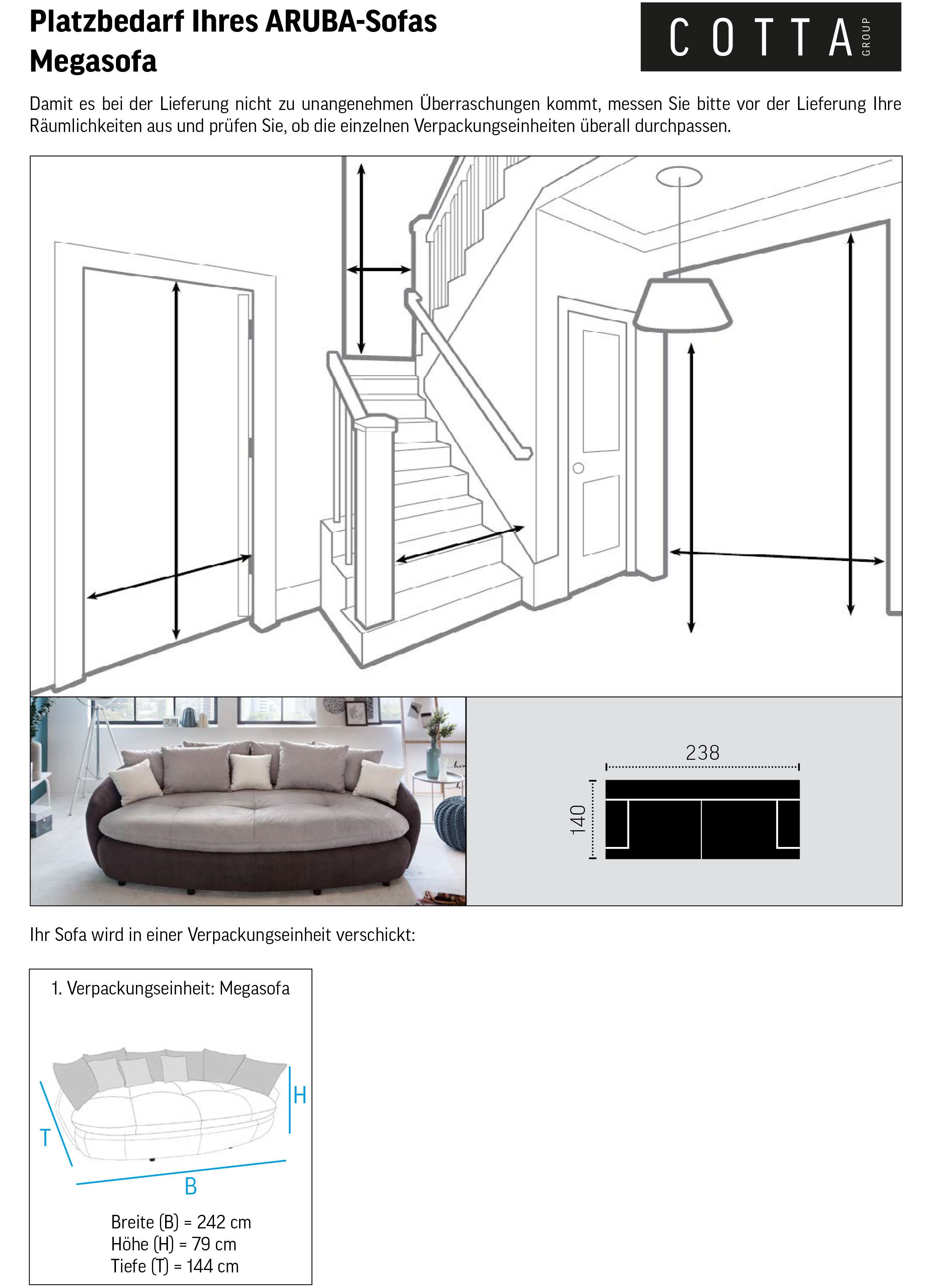 Thumbnail - COTTA Big-Sofa "Aruba" gemütliches Megasofa in XXL in organischer Form mit vielen Kissen
