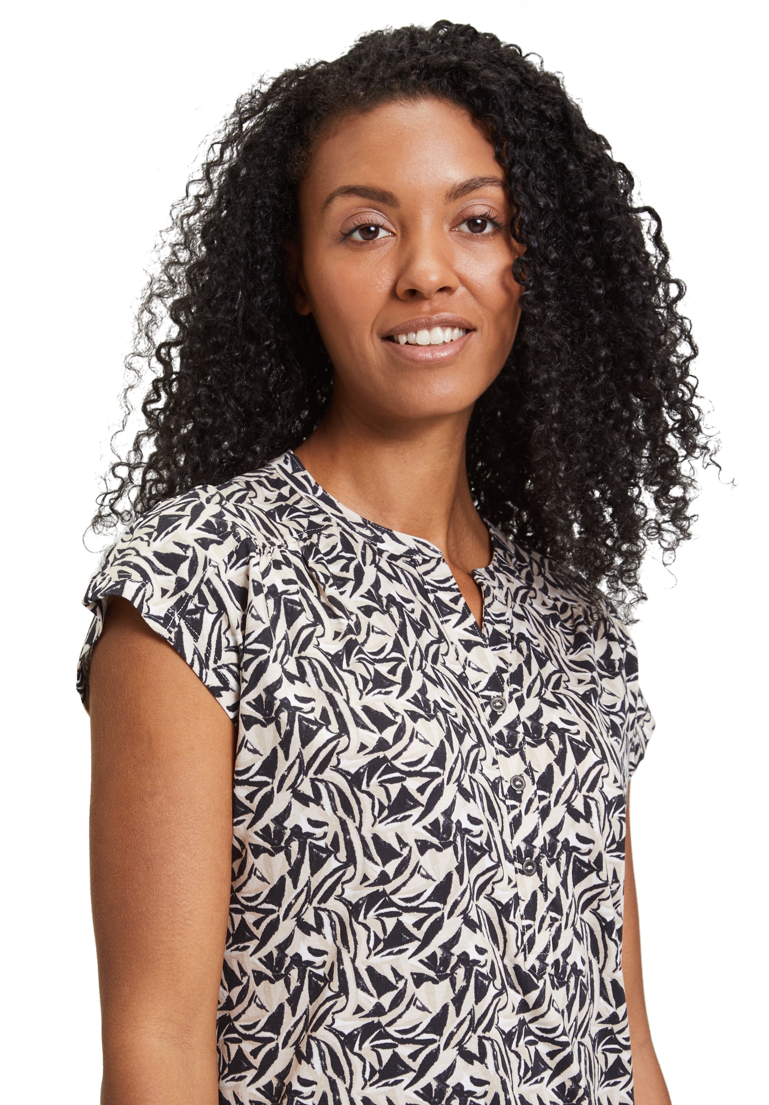 Betty&Co Kurzarmshirt »Betty & Co Damen Blusenshirt mit Knopfleiste«, (1 tlg.), Druck