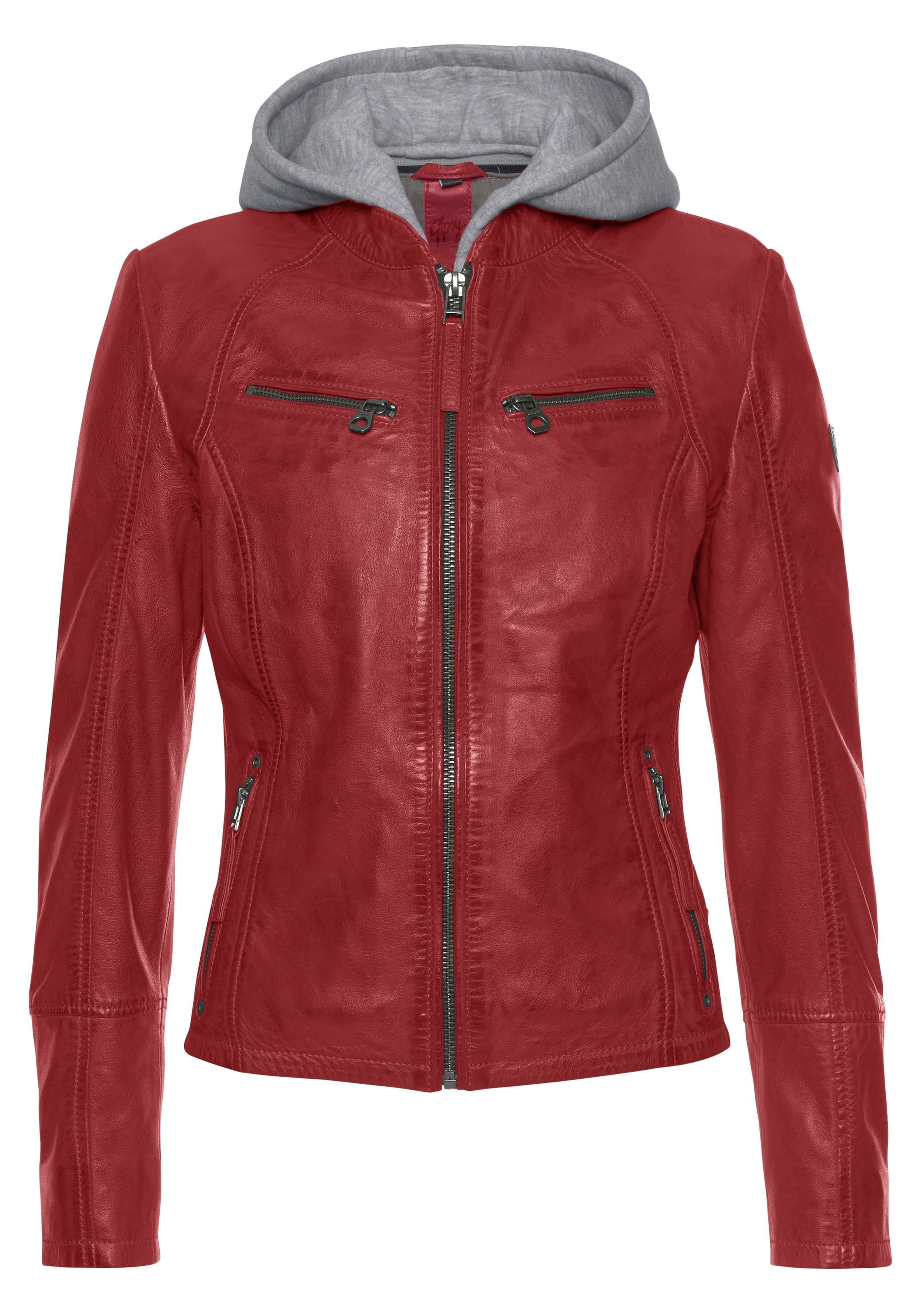 Gipsy Lederjacke "NOLA", mit Kapuze, Two-in-One Style - mit abnehmbarer Jersey-Kapuze