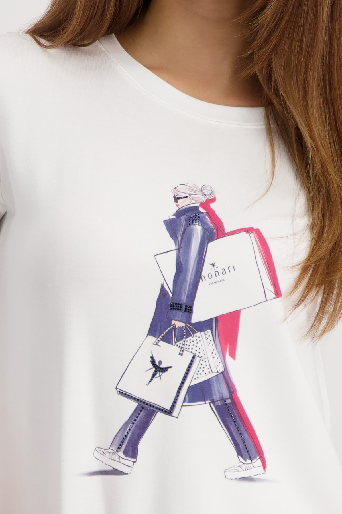 Thumbnail - Monari 3/4-Arm-Shirt Rundhalsausschnitt, Regular Fit, mit Strasssteinen