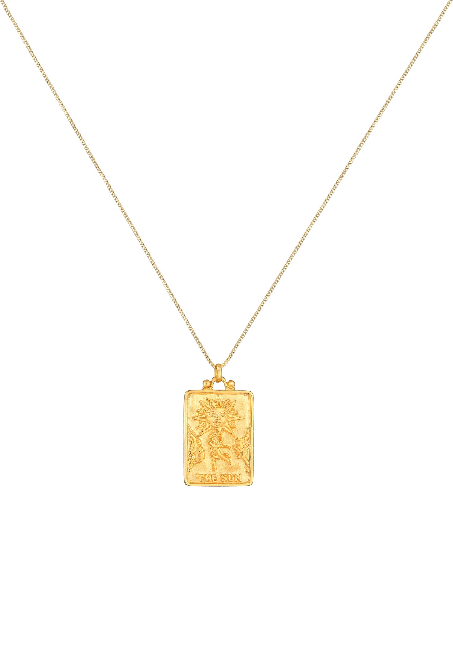 Elli Kette mit Anhänger »Sonne Münz-Anhänger Rechteck Vintage 925er Silber«