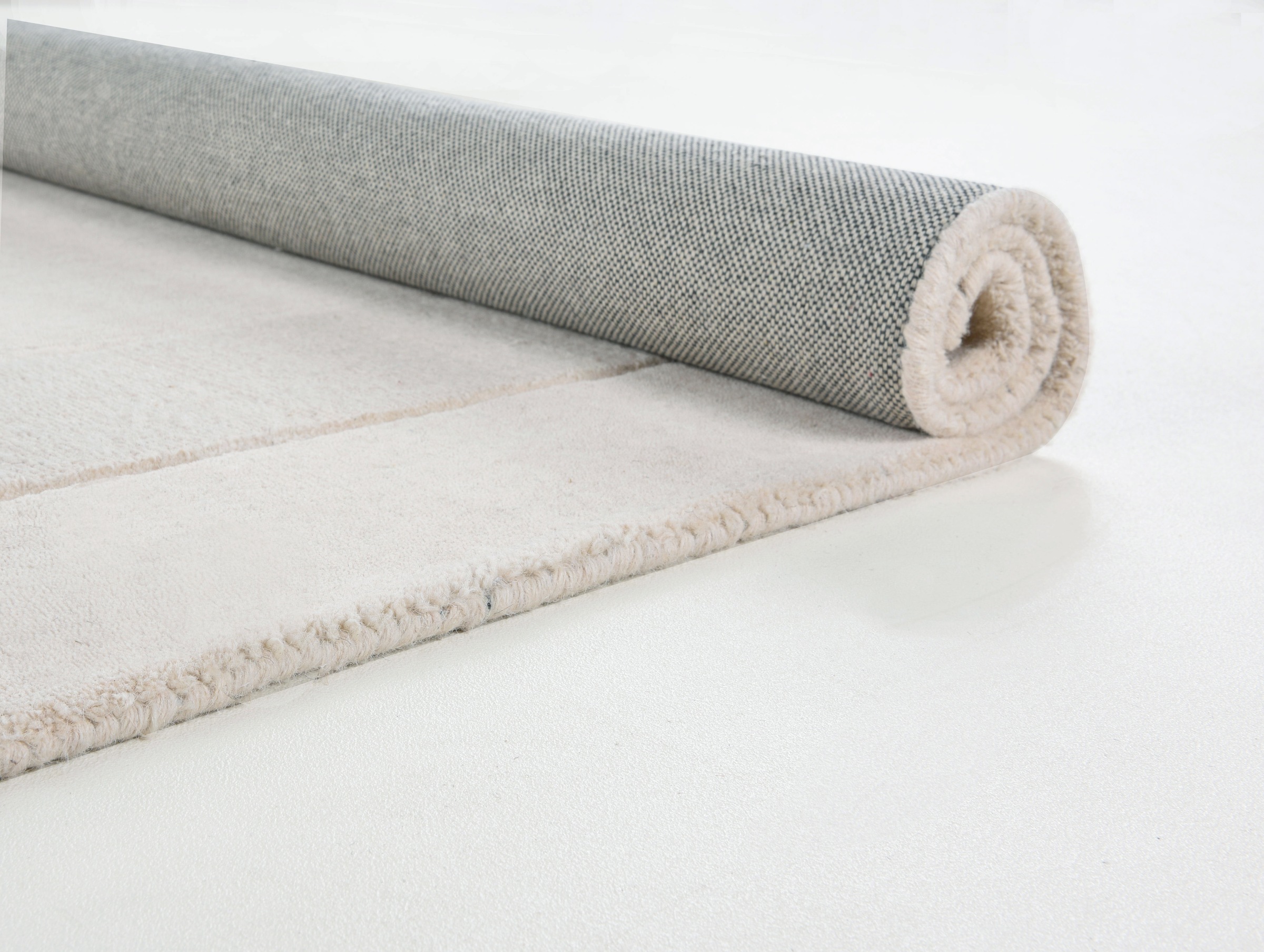 THEKO Wollteppich »USEDOM 8301« rechteckig 11 mm Höhe Uni Farben, reine Wolle, handgetuftet, mit Bordüre