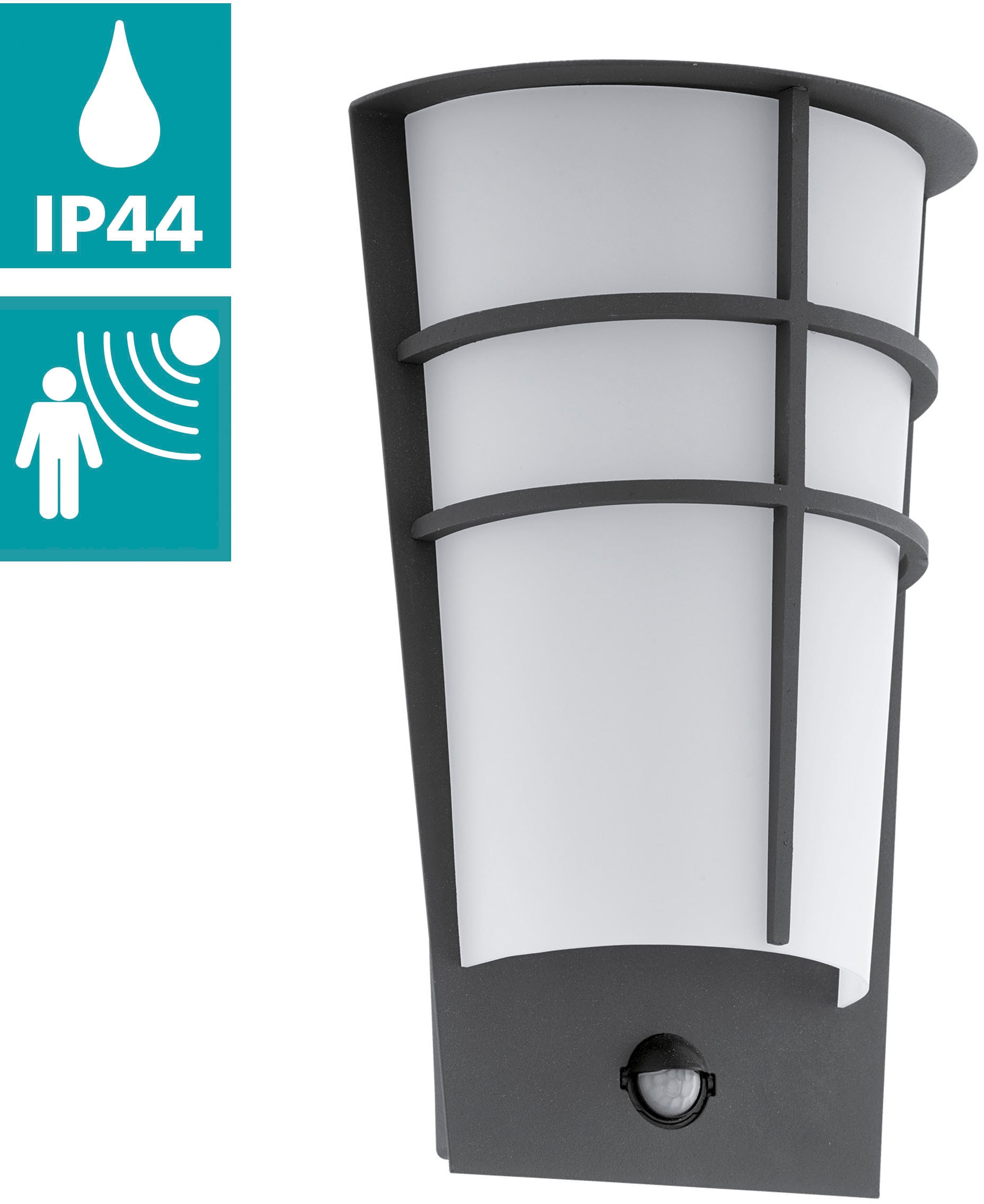 EGLO Wandleuchte "BREGANZO 1 Wandlampe, Stahl und Kunststoff, IP44, Außenla günstig online kaufen