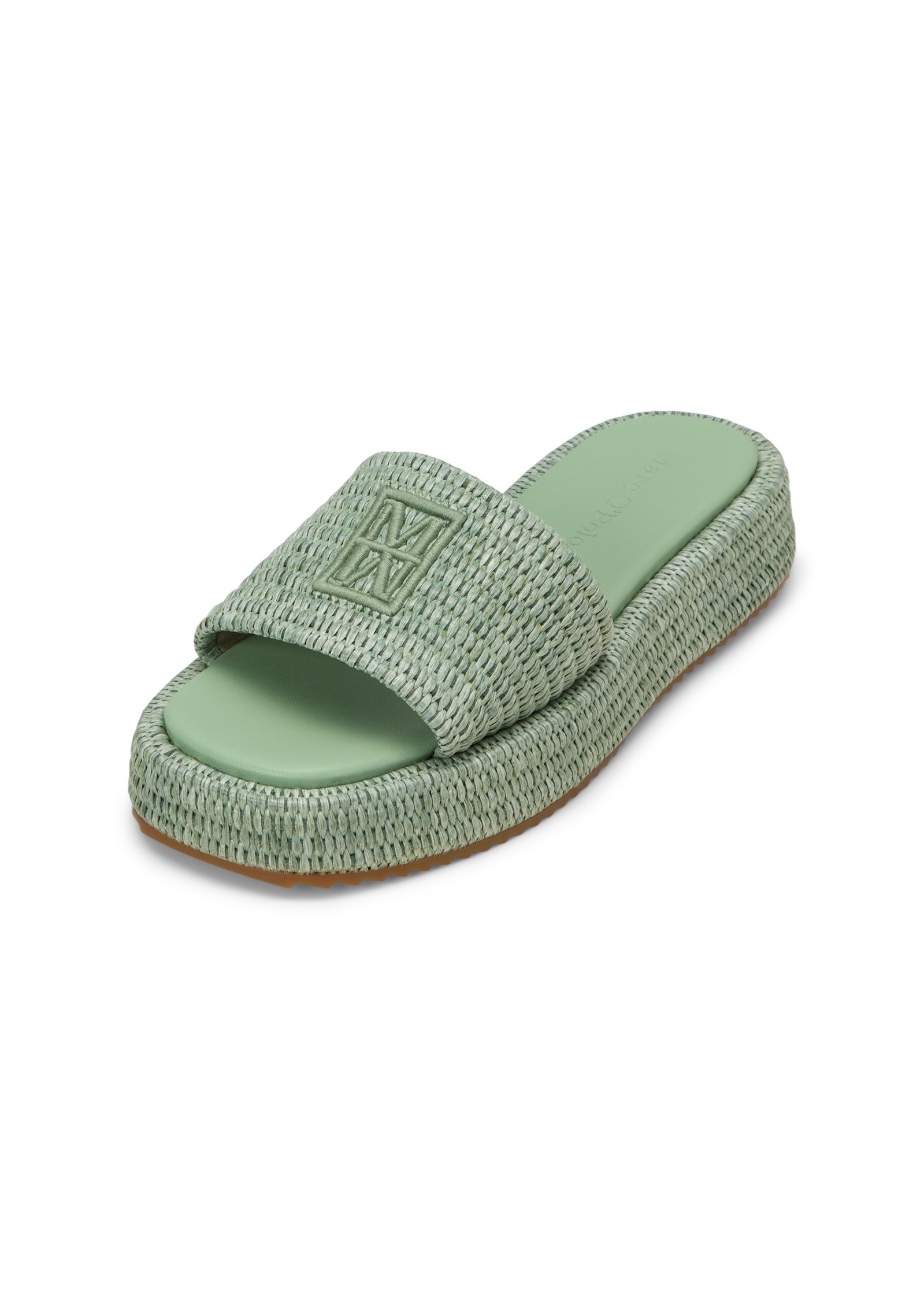 Sandale MARC O'POLO "in Bastoptik", Herren, Gr. 36, light sage, Obermaterial: 100% Polyester, unifarben, Schuhe Sandale