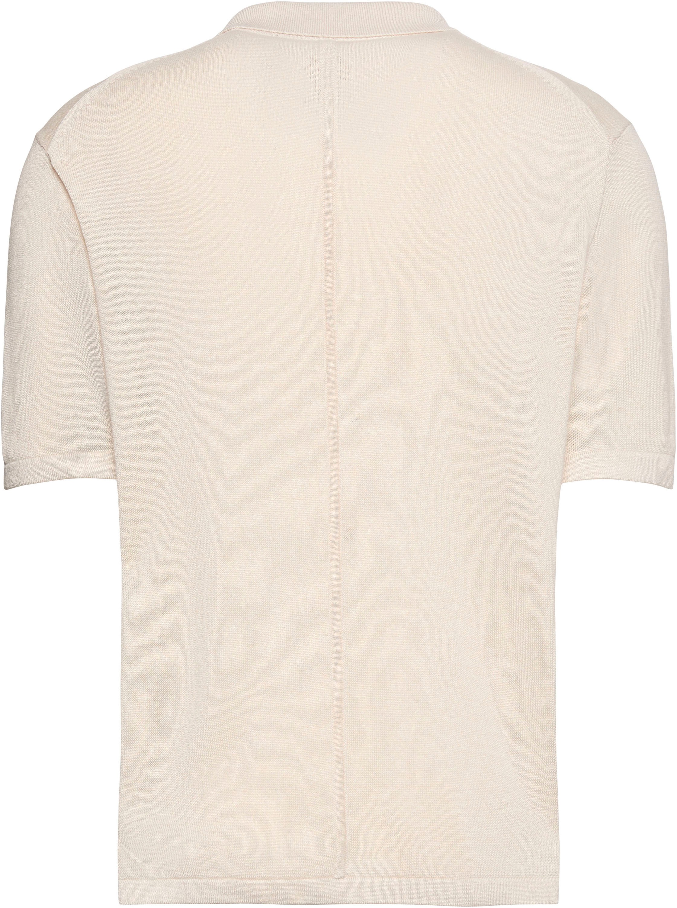 Kurzarmpullover CALVIN KLEIN, Herren, Gr. XL, sandweiß, Feinstrick, Obermaterial: 66% Leinen, 34% Polyacryl, unifarben, regular fit normal, V-Ausschnitt, abgesteppte Kante, Pullover, Feinstrick aus Leinenmix, Regular Fit, Polokragen 2