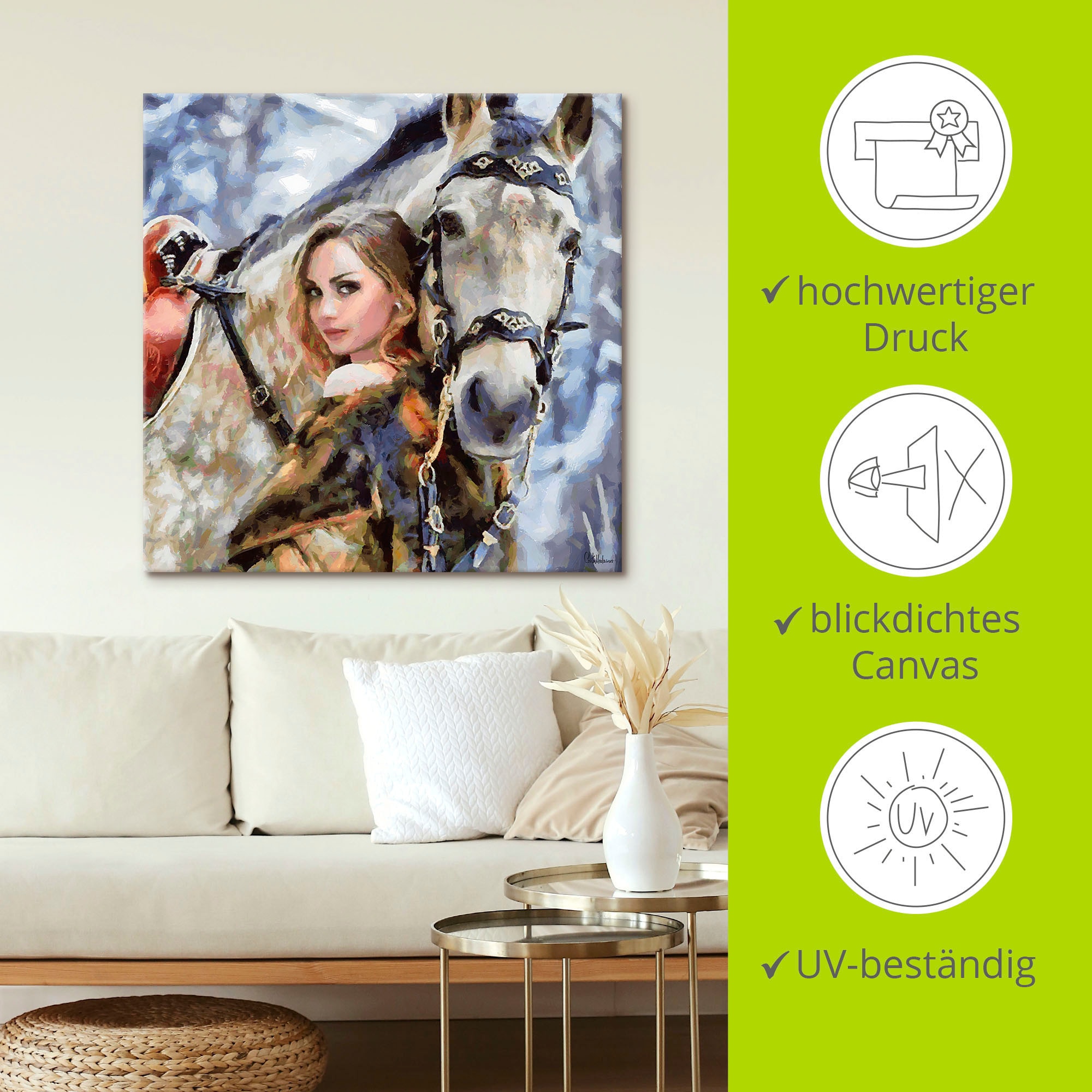 Artland Wandbild »Mädchen (1 in | mit versch. Poster weißem BAUR Pferd«, Leinwandbild, St.), Größen oder Portrait, Alubild, kaufen als Wandaufkleber