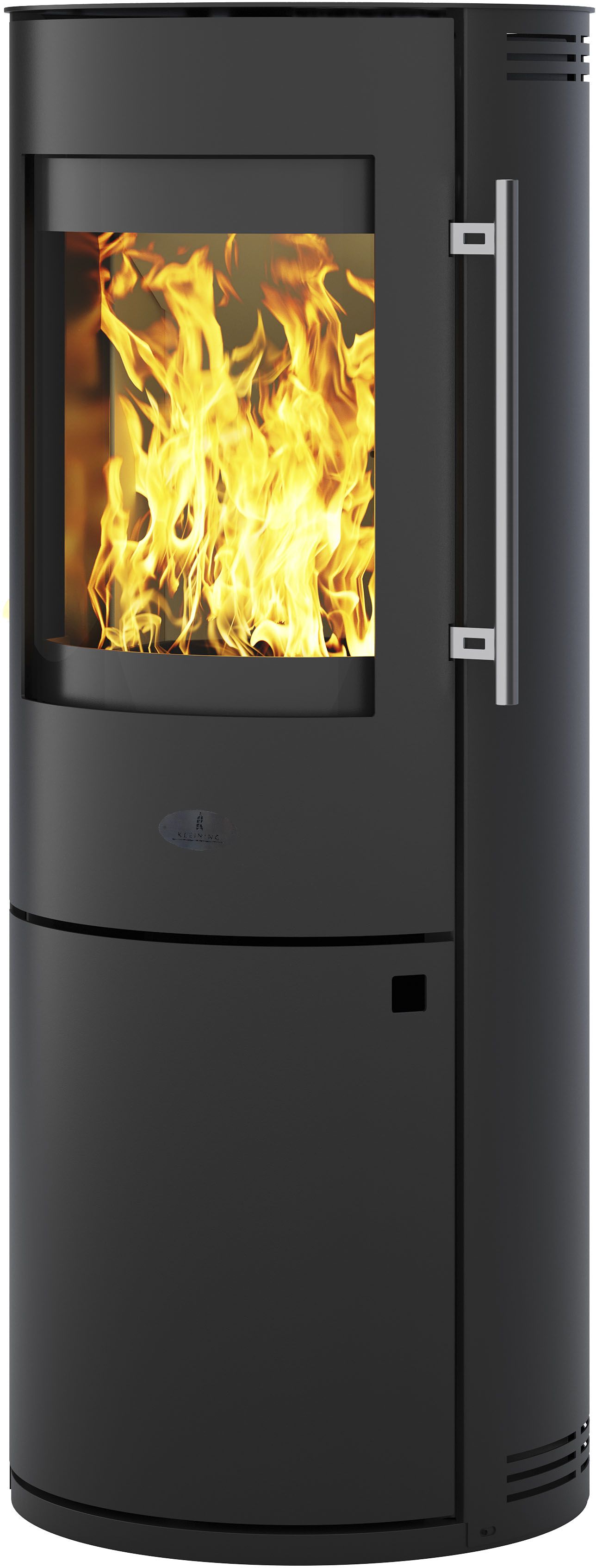 Kleining Kaminofen ""LUGANO" schwarz, 6 kW, Dauerbrand, gebogene Sichtscheibe"