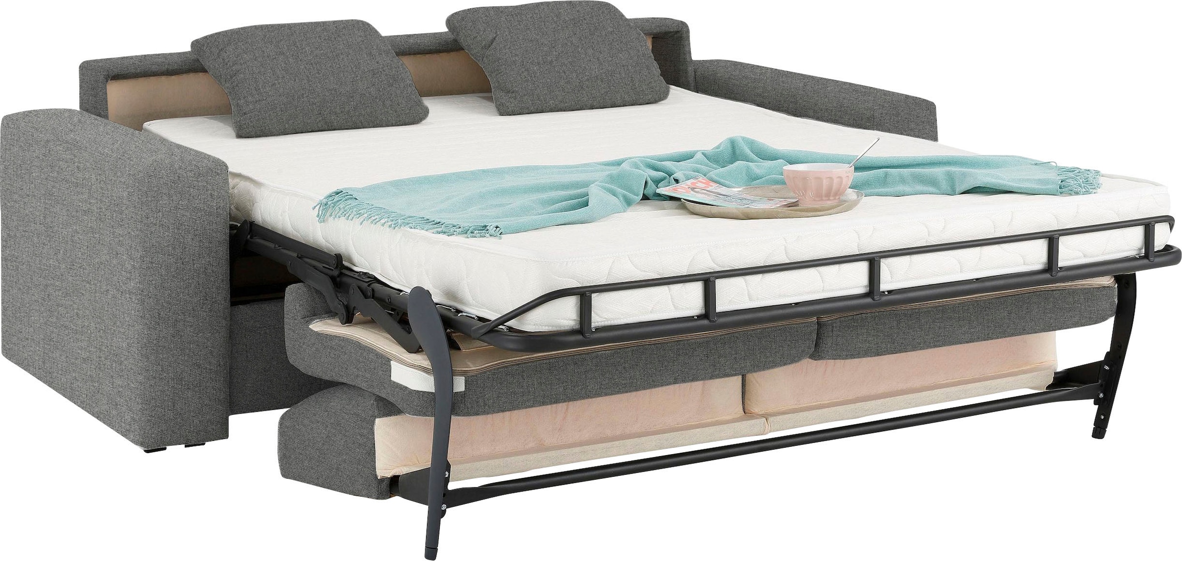 Home affaire Schlafsofa »Roma Matratzenhöhe 14 cm«, Dauerschlaffunktion, mit Unterfederung, Lattenrost, Matratze